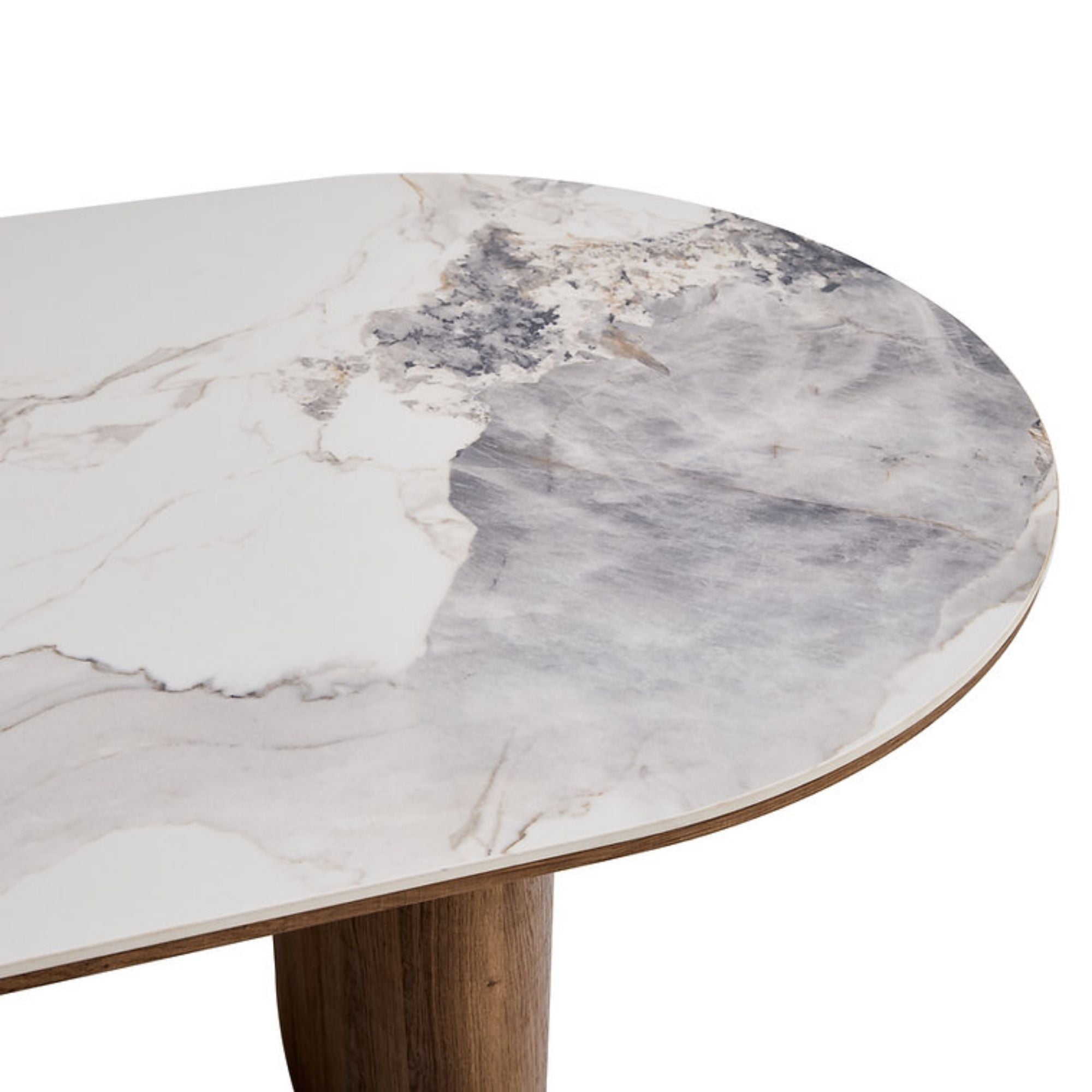 Laurent Dining Table Calacatta Top with Walnut Base
