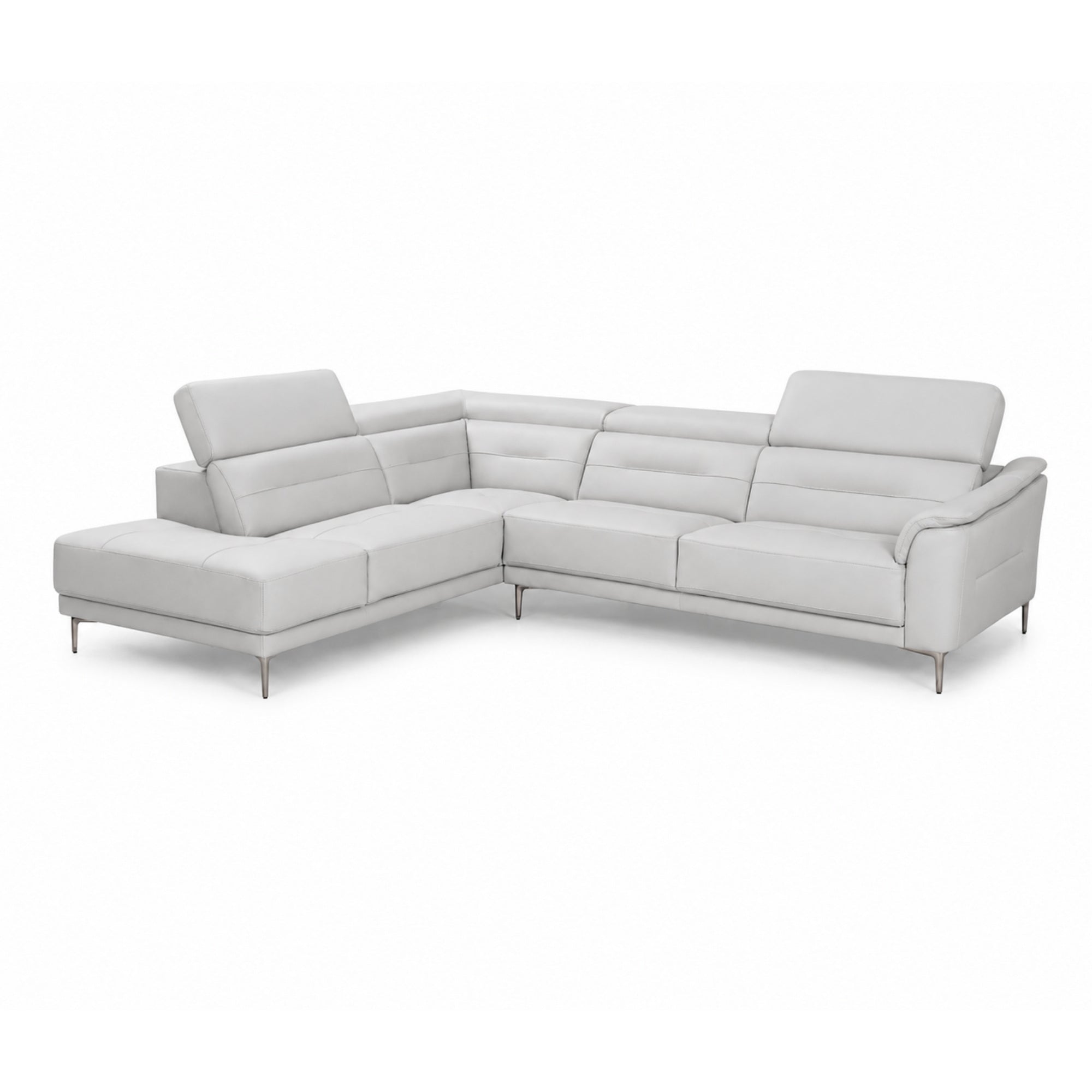 Cassini Top Grain Leather Sectional in Light Grey