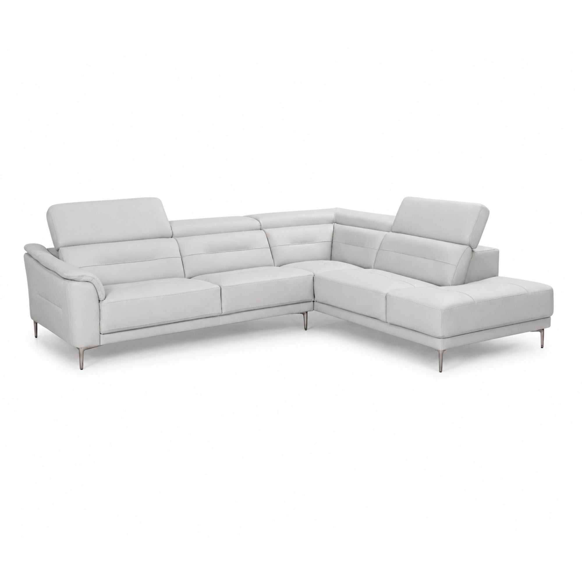 Cassini Top Grain Leather Sectional in Light Grey