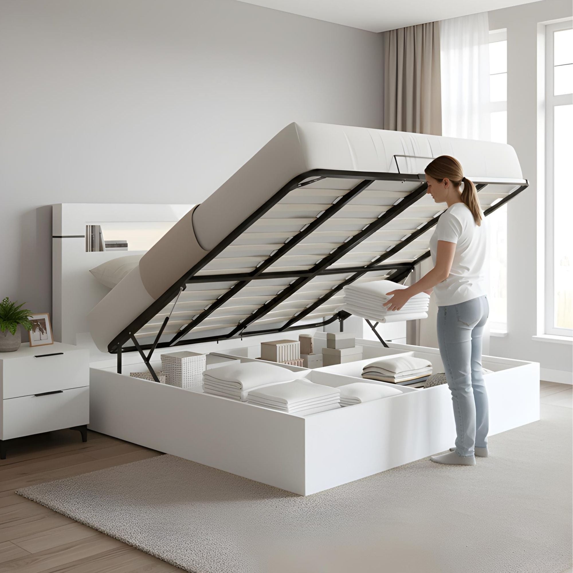Lumina Lift-Up Bedroom Set in Light Grey | CastleUp Experience Centre