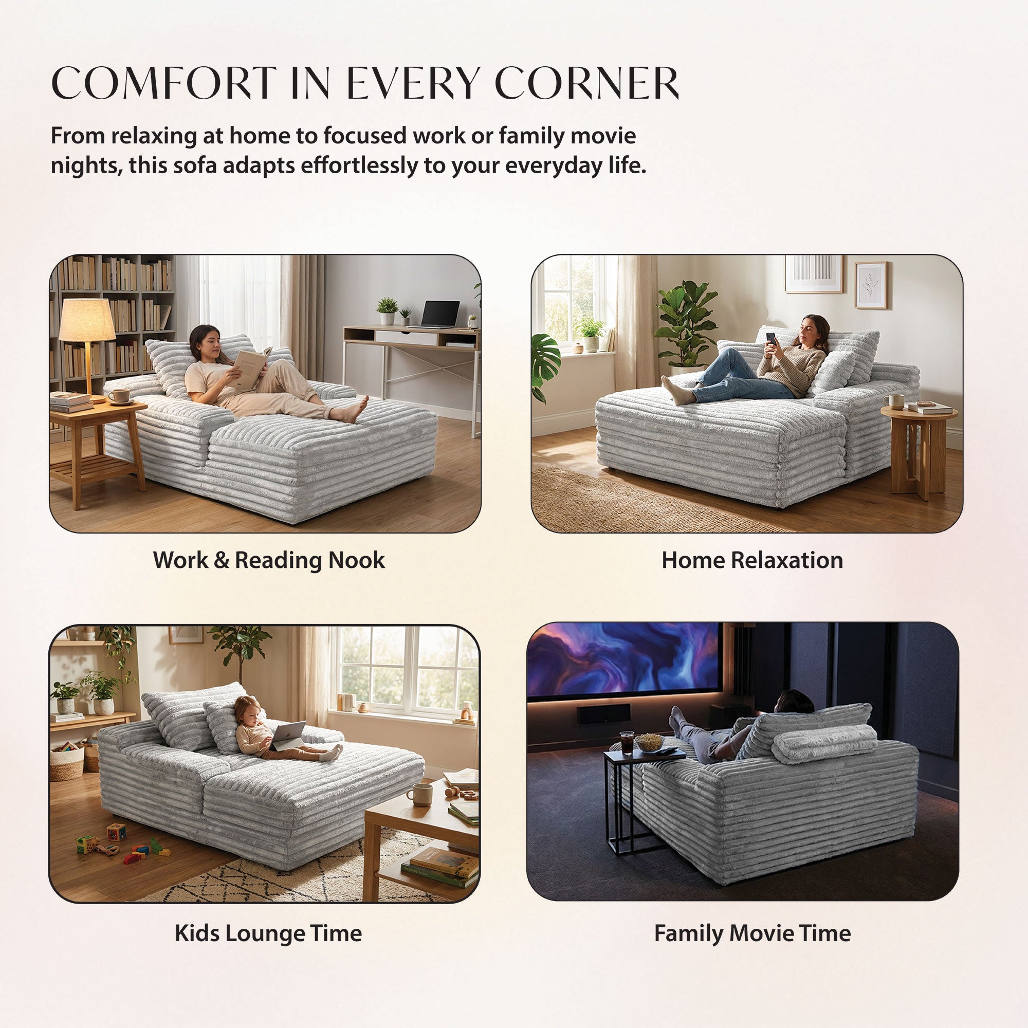 Oversized Cozy Single Lounge Sofa in Light Grey | CastleUp Experience Centre Online Furniture