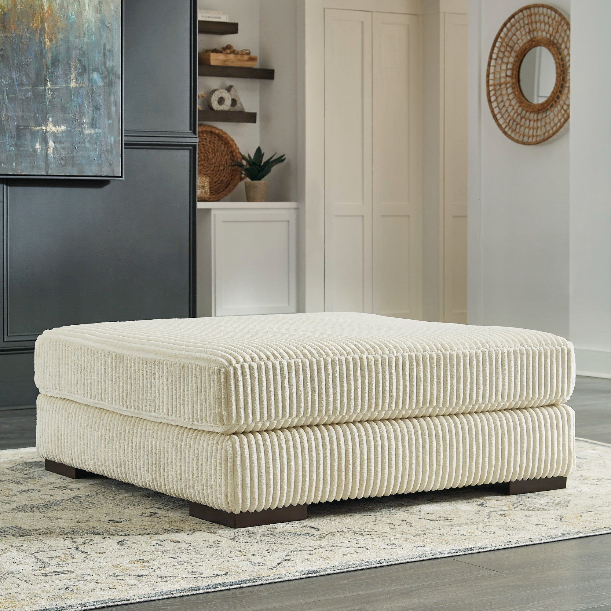 Lindyn Oversized Accent Ottoman Ivory
