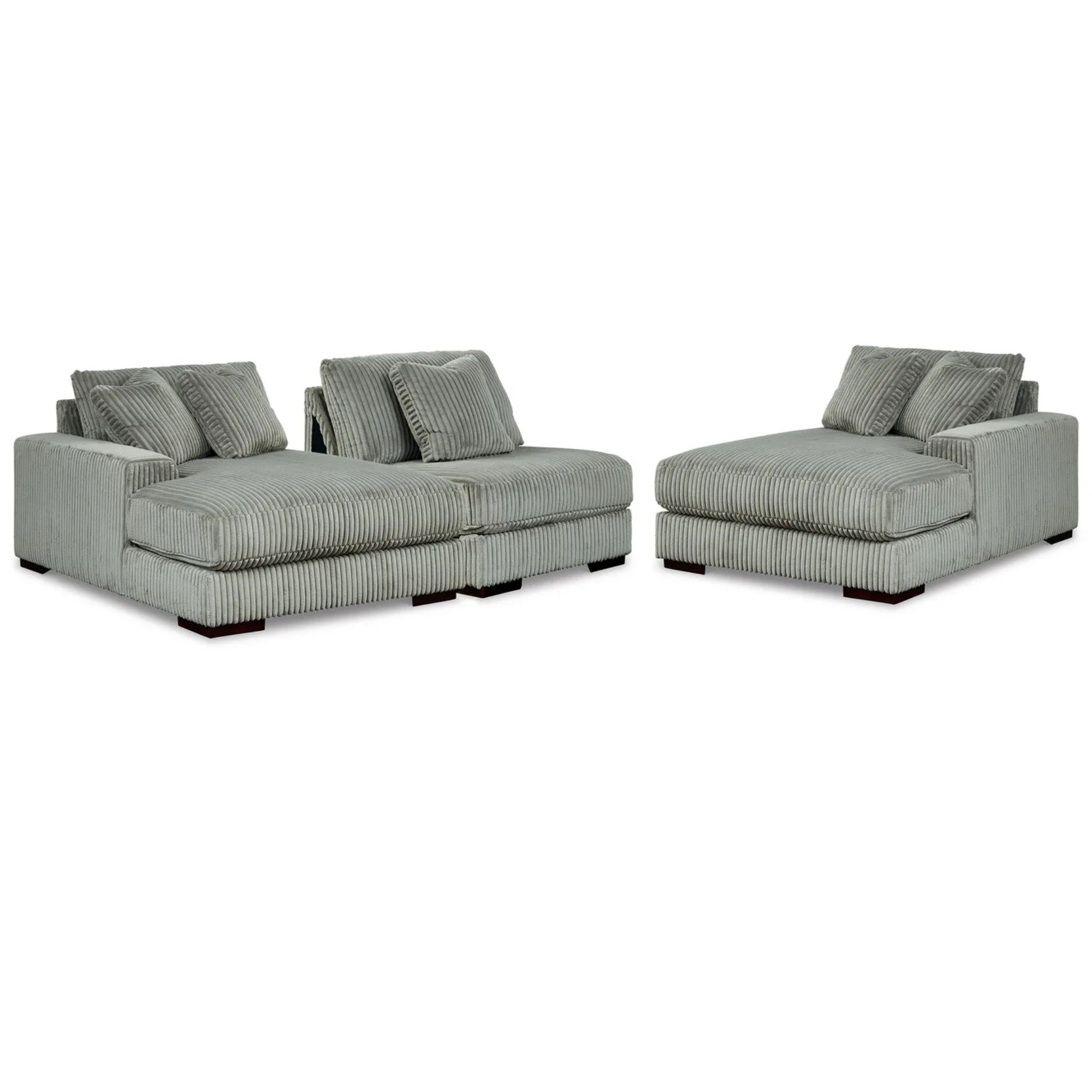 Lindyn 3-Piece Sectional with Double Chaise in Grey