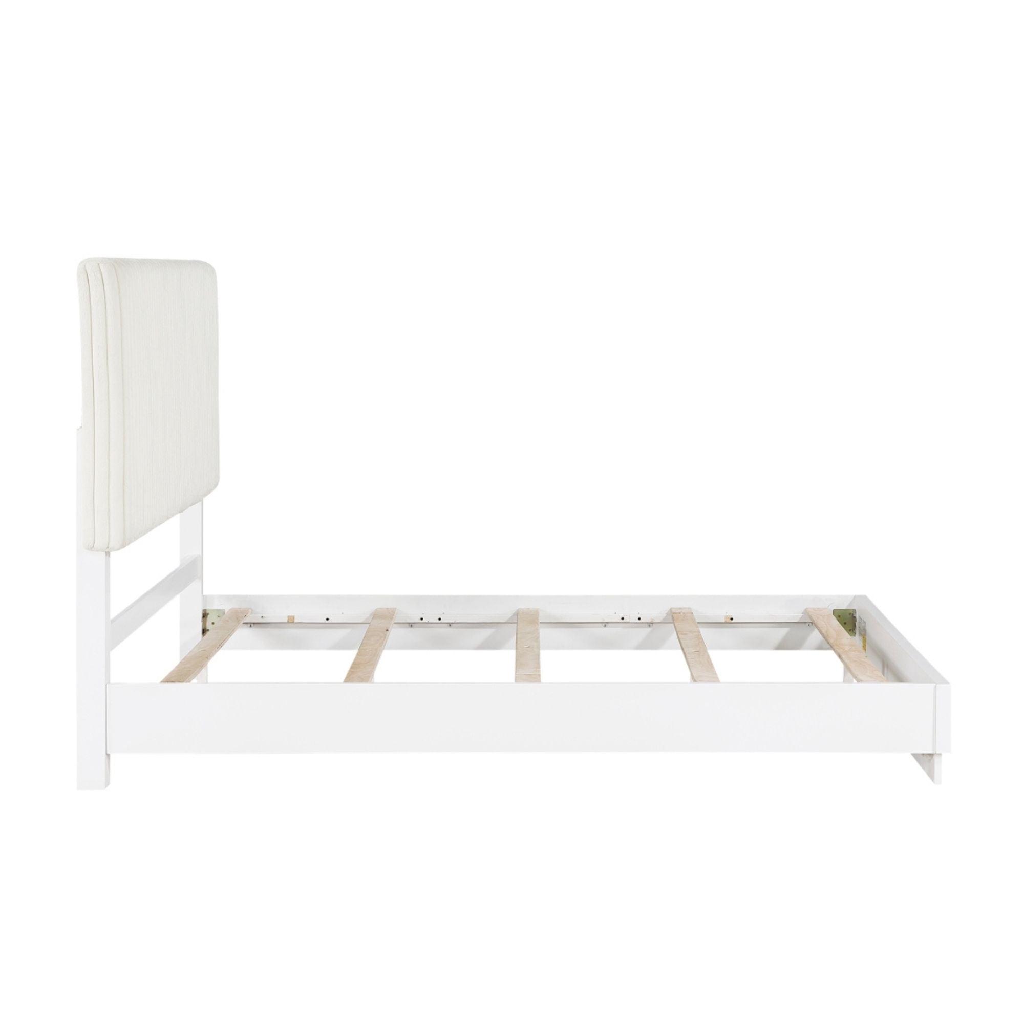 MAZ Linea Bed with a modern frame and upholstered headboard, shown in a stylish bedroom setting.