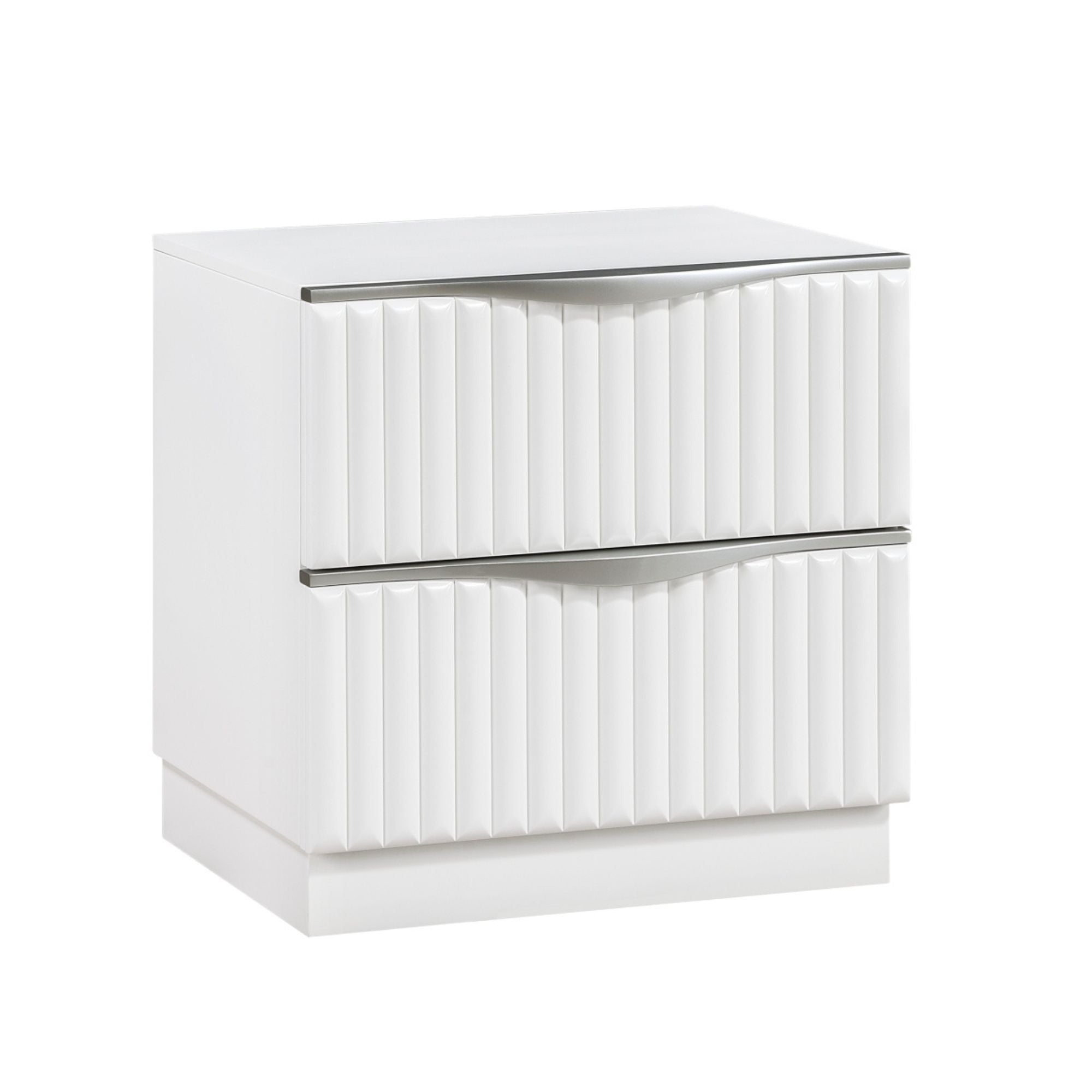 MAZ Linea Collection bedroom set with a modern nightstand featuring sleek design and wood finish.