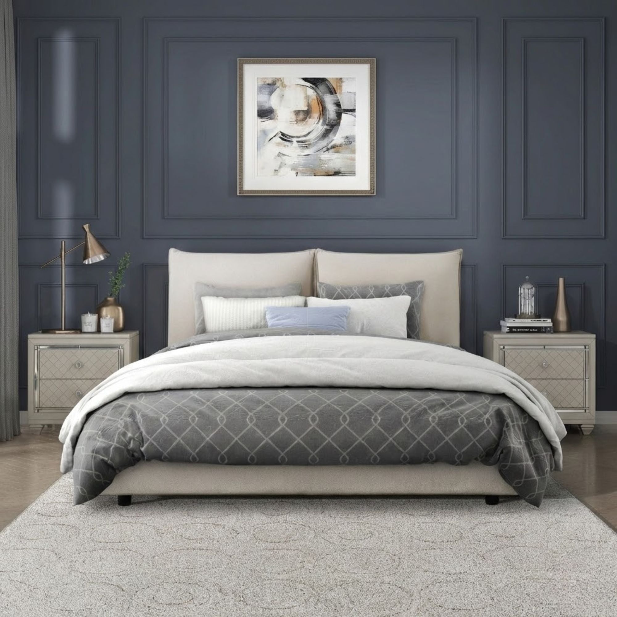 Linna Collection Platform Bed Beige | CastleUp Experience Centre Online Furniture