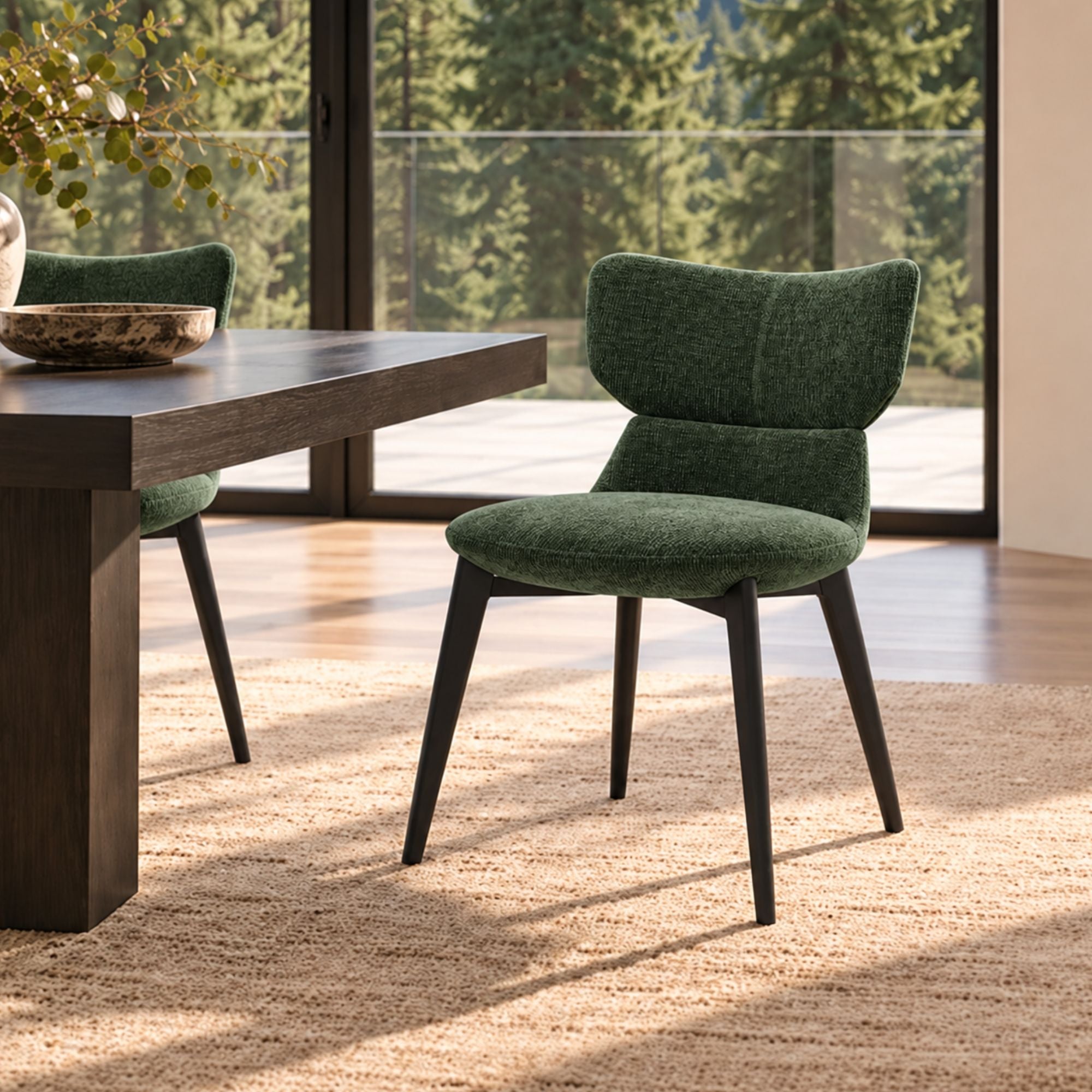 Liora Chair Pair Soft Chenille Green
