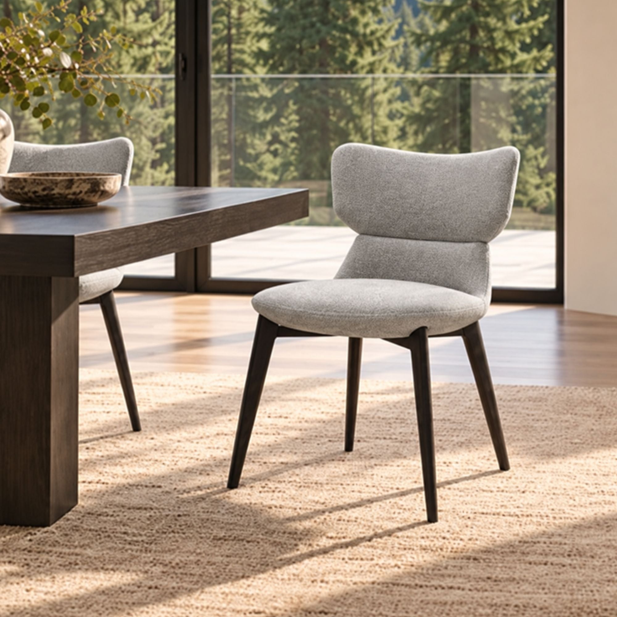 Liora Chair Pair Soft Chenille Light Grey