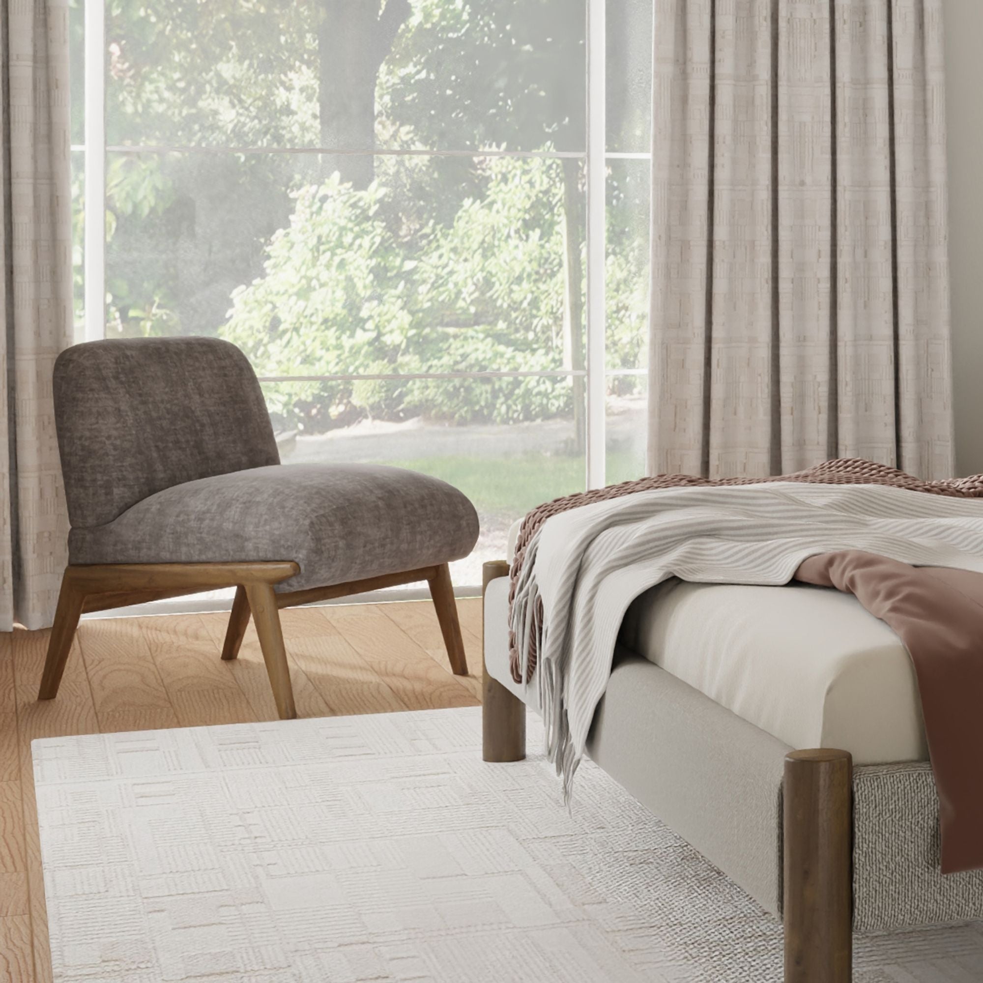 Lisson Accent Chair Dark Taupe and Walnut