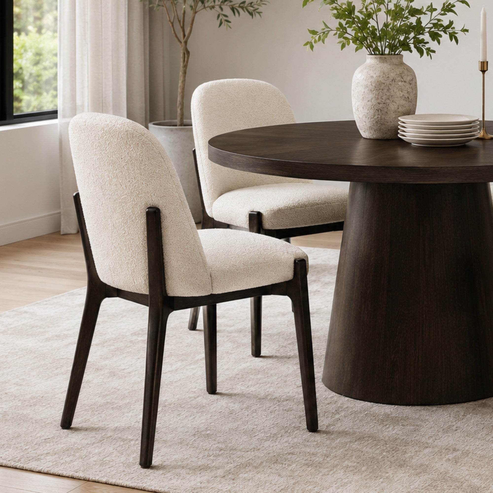 Chaise de salle à manger Caspian moderne du milieu du siècle, couleur sable (lot de 2)