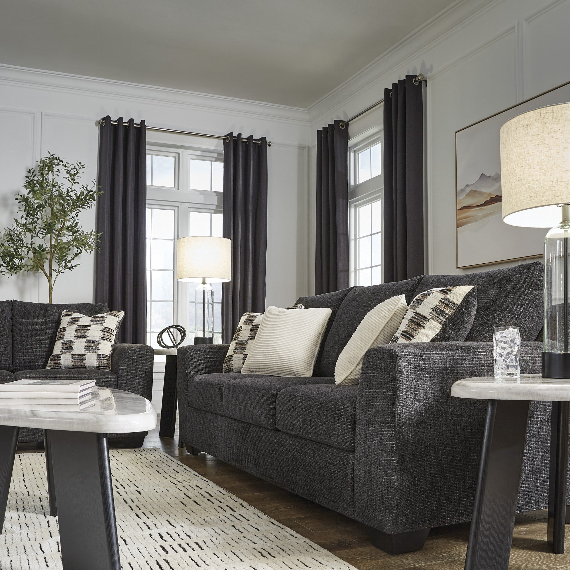 Loreo Sofa Set in Dark Grey