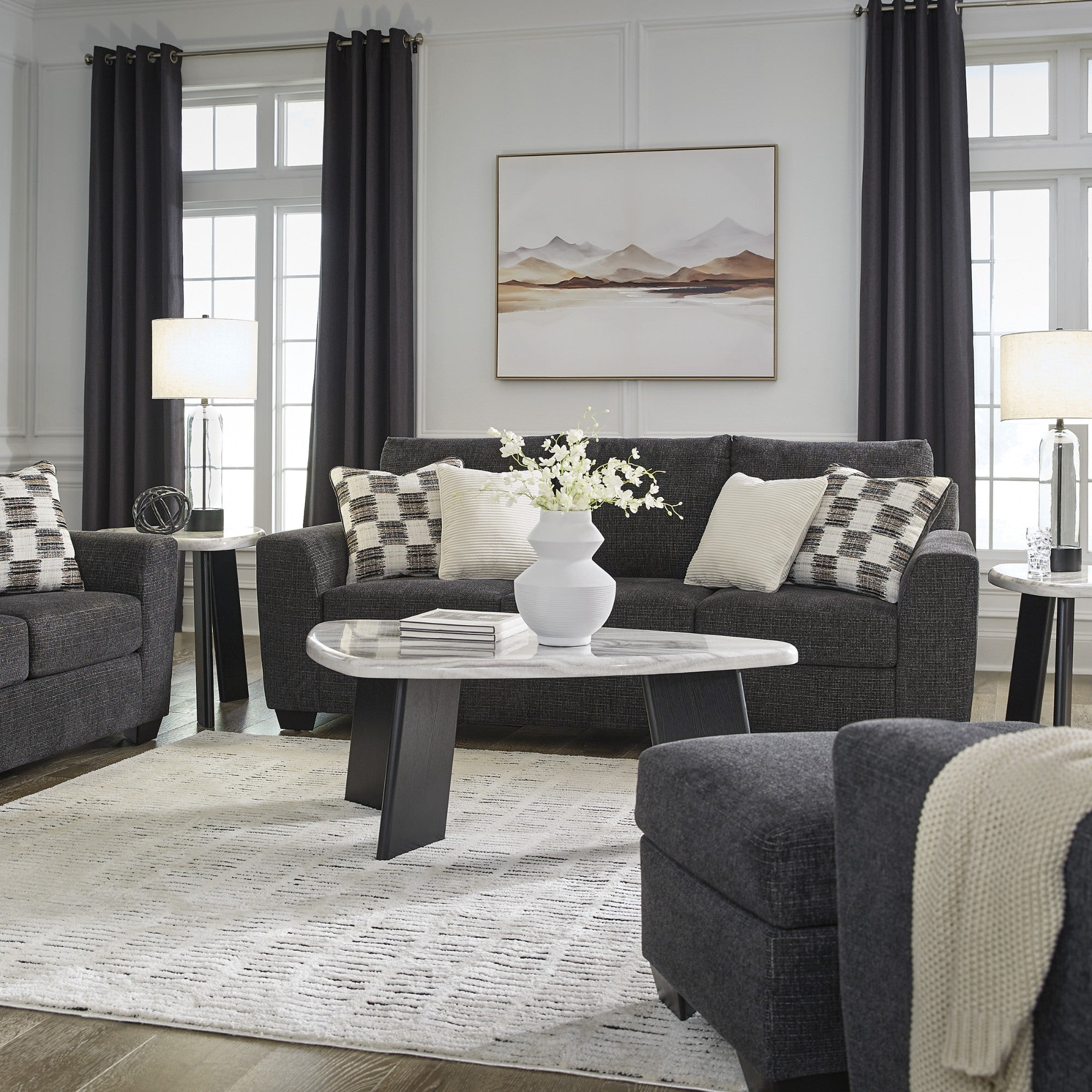 Loreo Sofa Set in Dark Grey