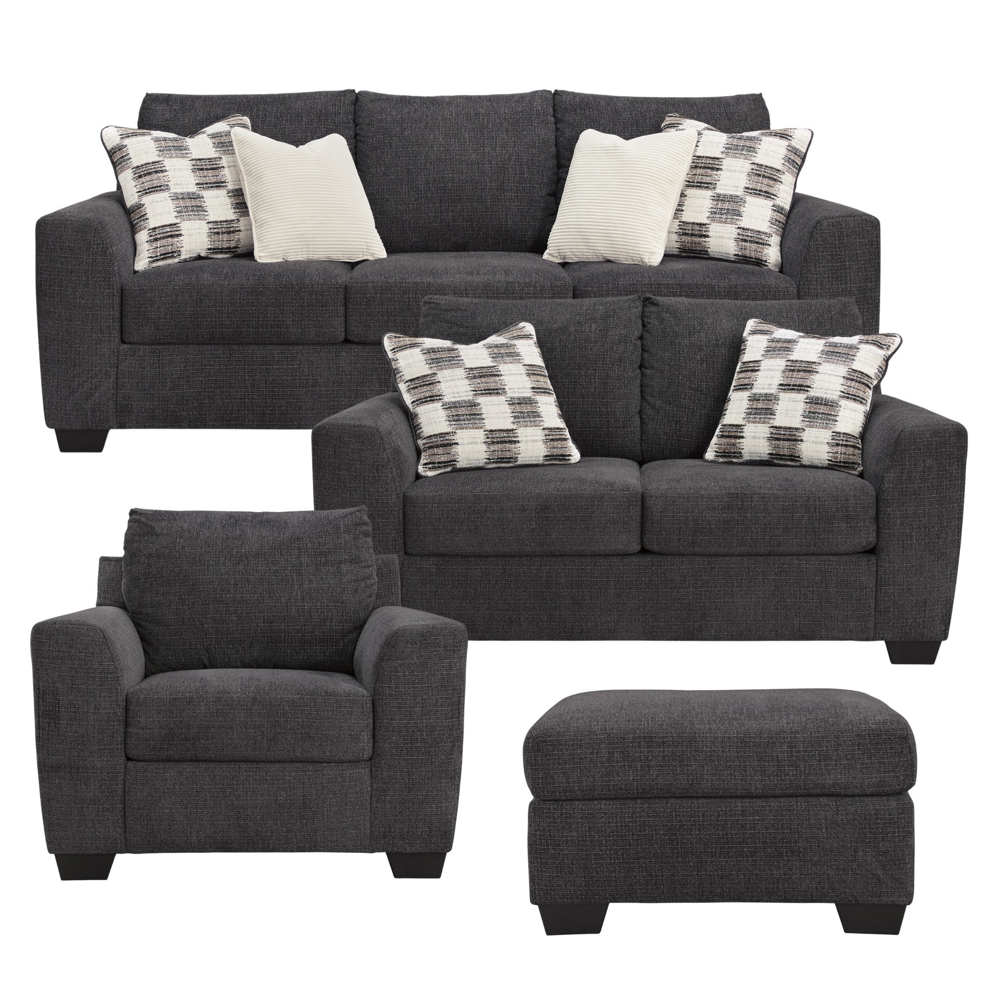 Loreo Sofa Set in Dark Grey