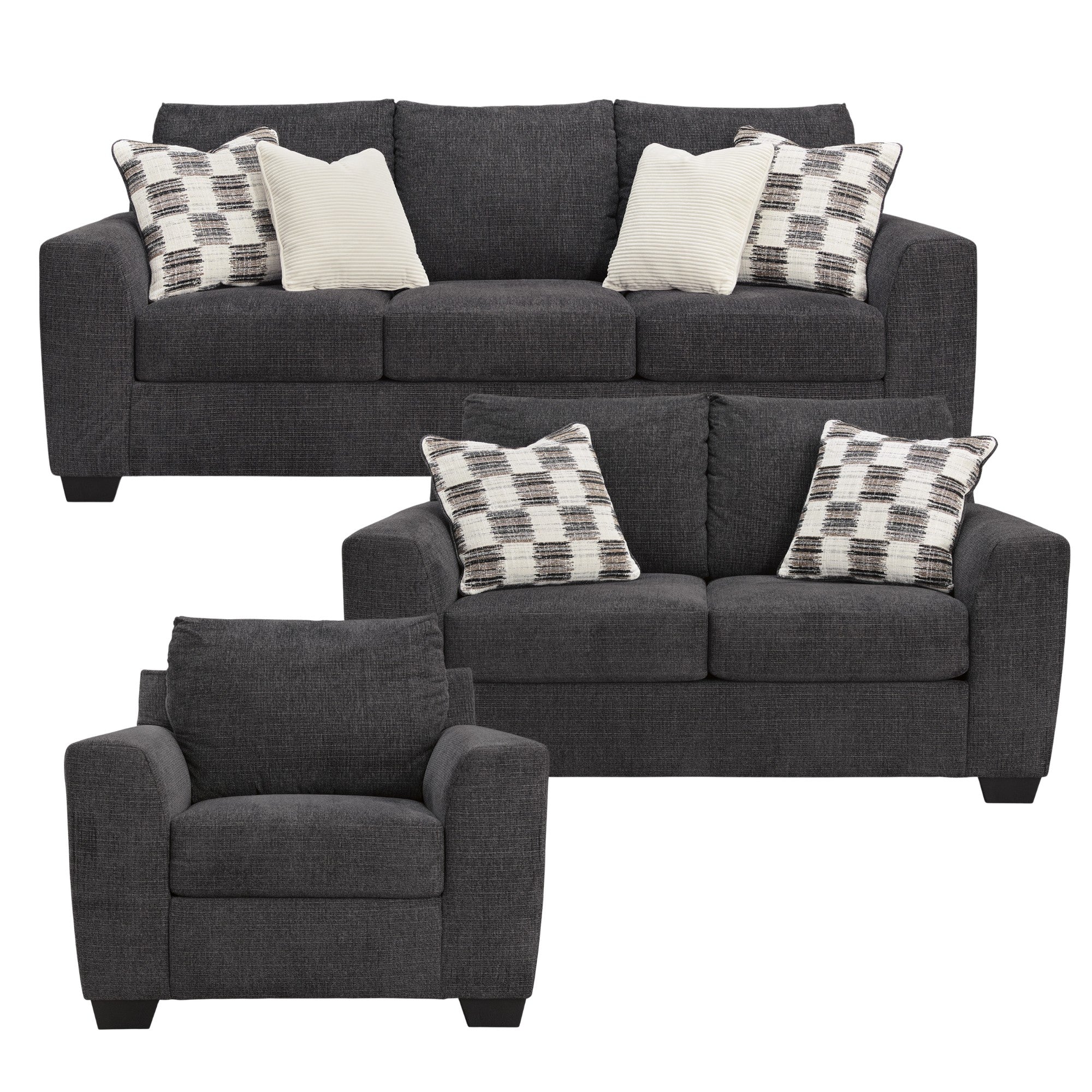 Loreo Sofa Set in Dark Grey