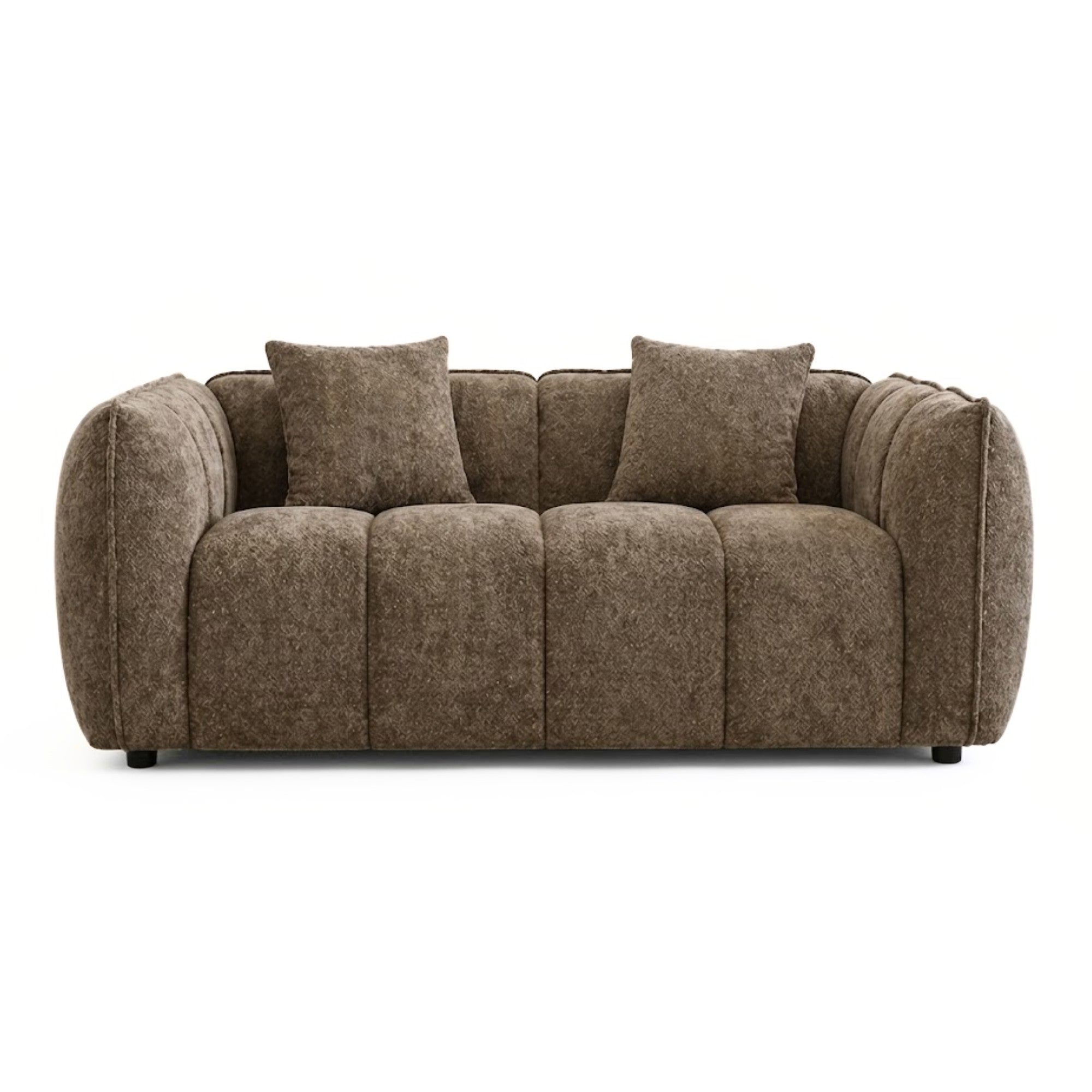 Brassex contemporary channel tufted loveseat from the sofa set, featuring plush upholstery and modern design.