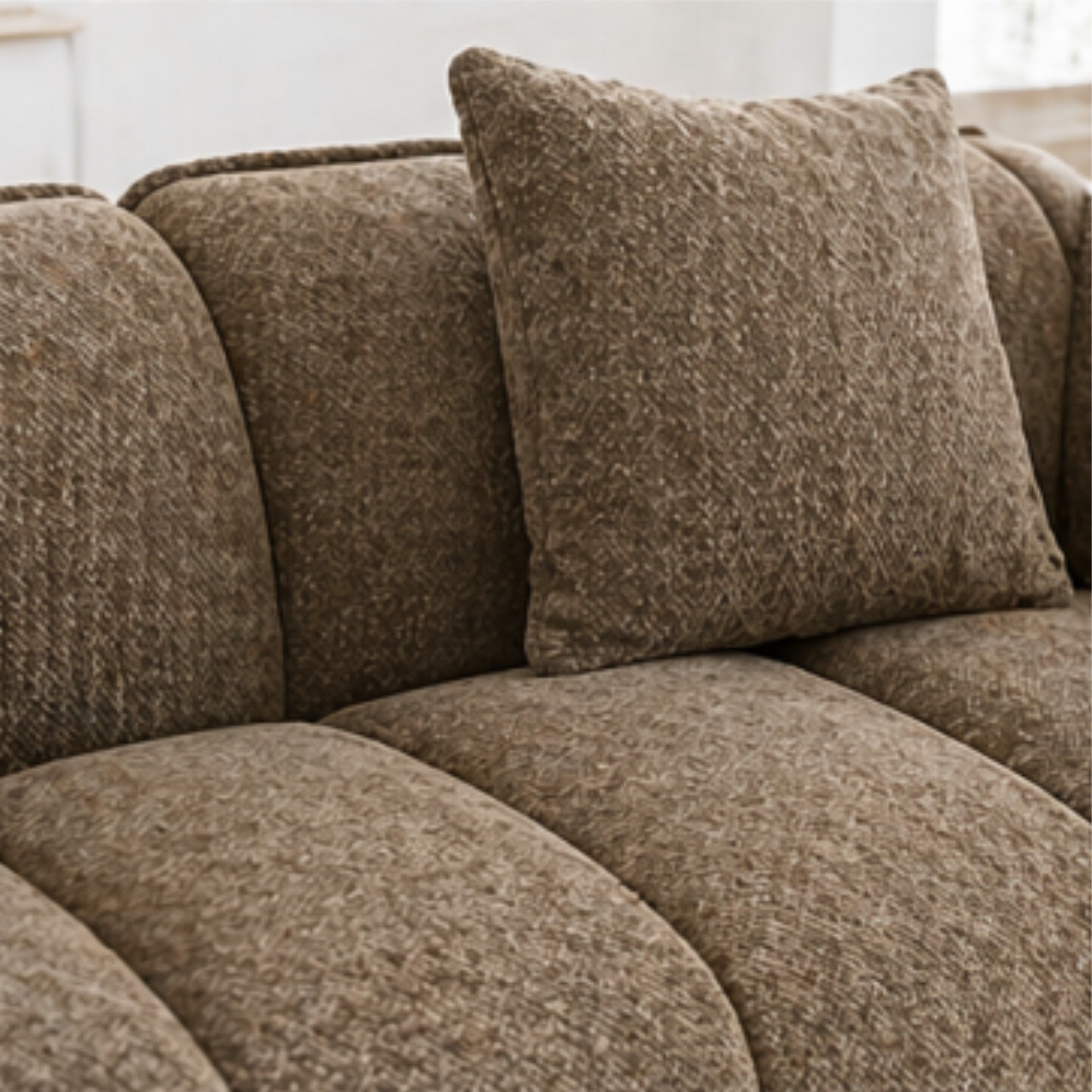Brassex contemporary channel tufted loveseat with plush cushions and modern design, ideal for living room seating.