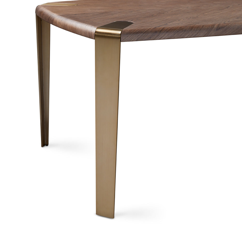 Melody Dining Table Brushed Bronze Steel.