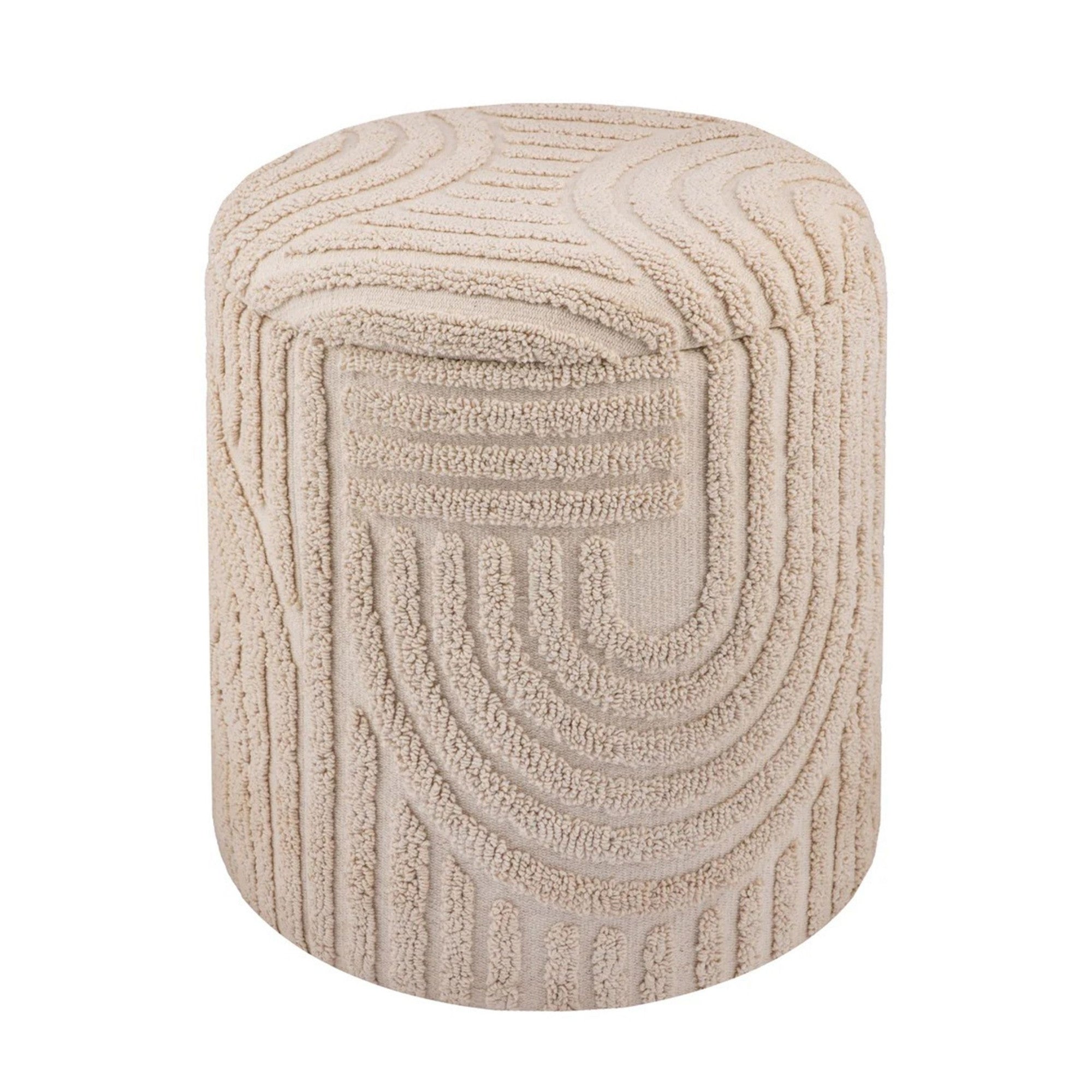 Lullu Round Storage Ottoman – Beige