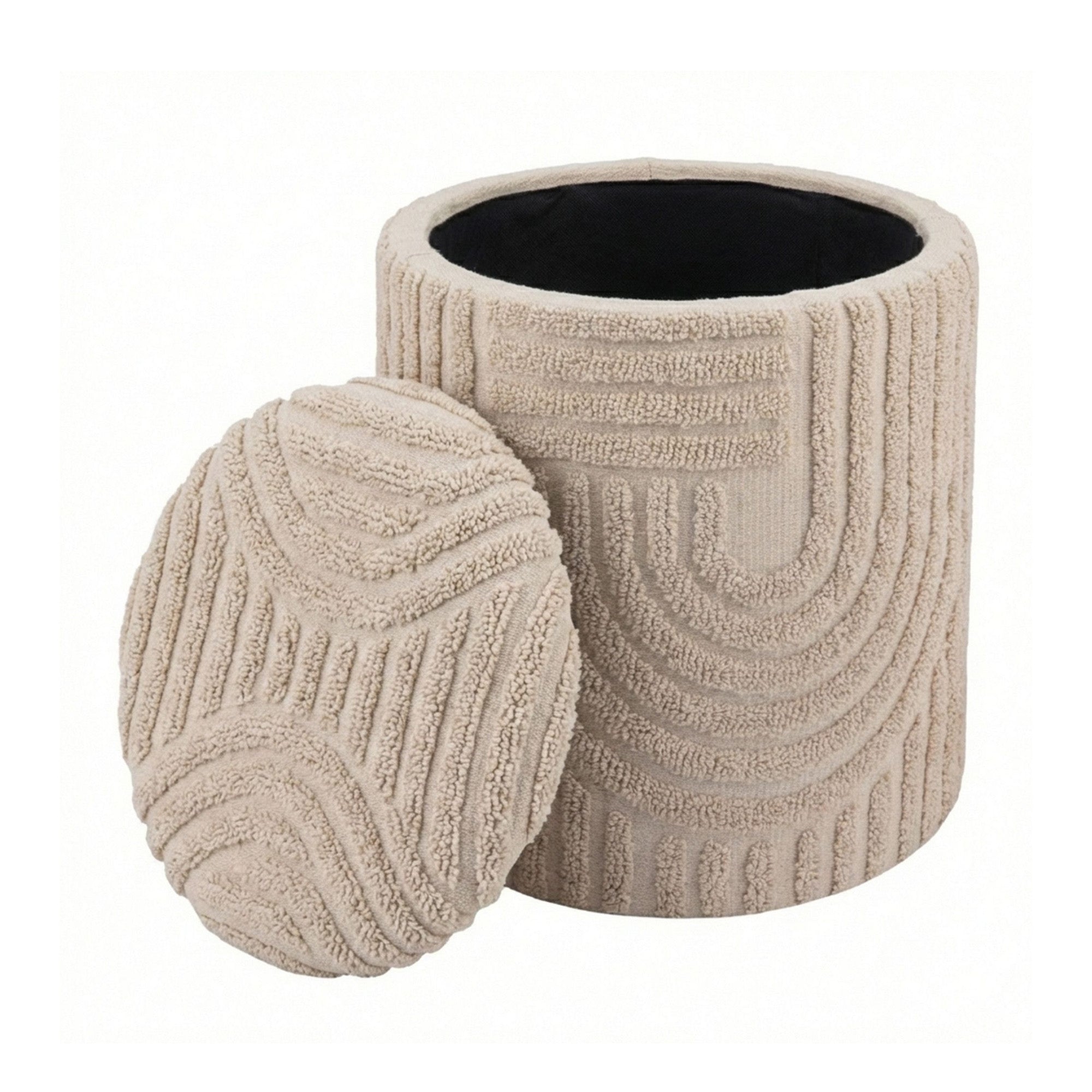 Lullu Round Storage Ottoman – Beige