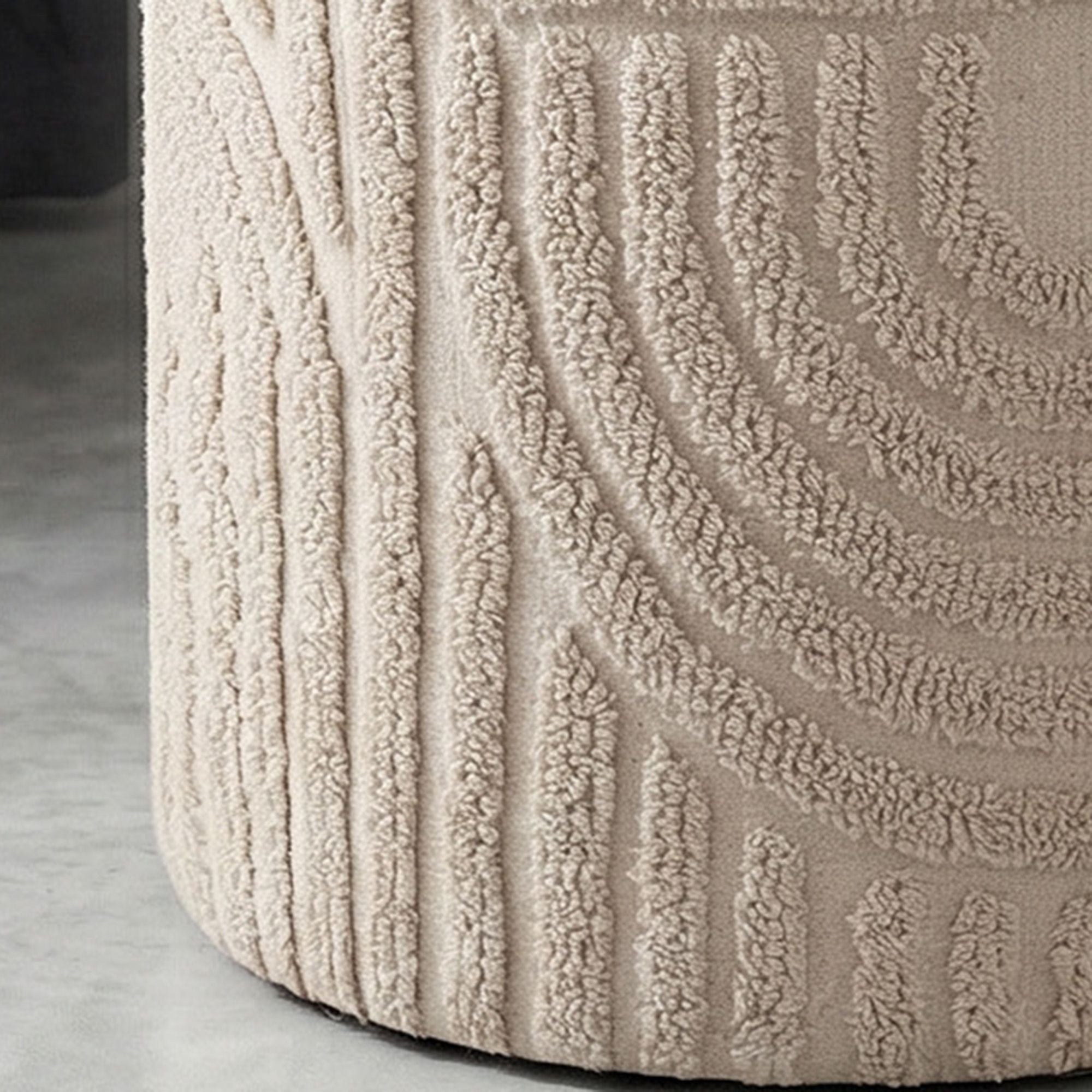 Lullu Round Storage Ottoman – Beige