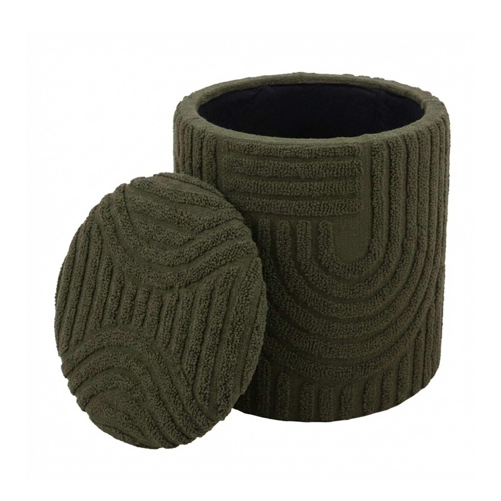 Lullu Round Storage Ottoman – Oliver Green
