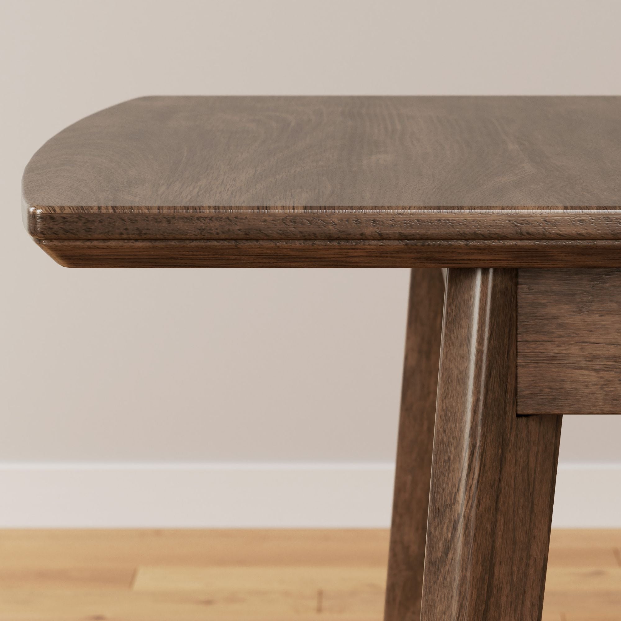 Lyncott Butterfly EXT dining table by Signature Ashley with a wooden finish and extendable design, shown with four chairs.