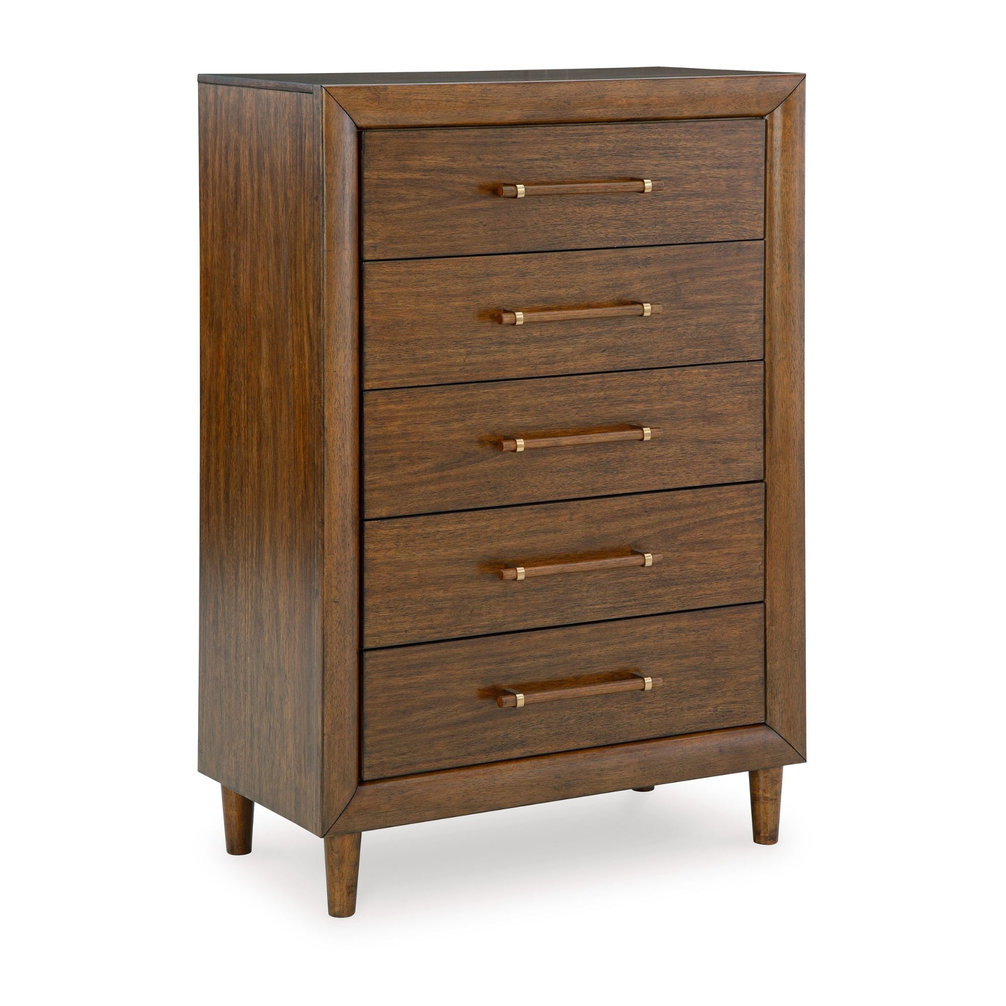 Signature Ashley Lyncott five-drawer chest with sleek wood finish and modern design, featuring five spacious drawers for storage.
