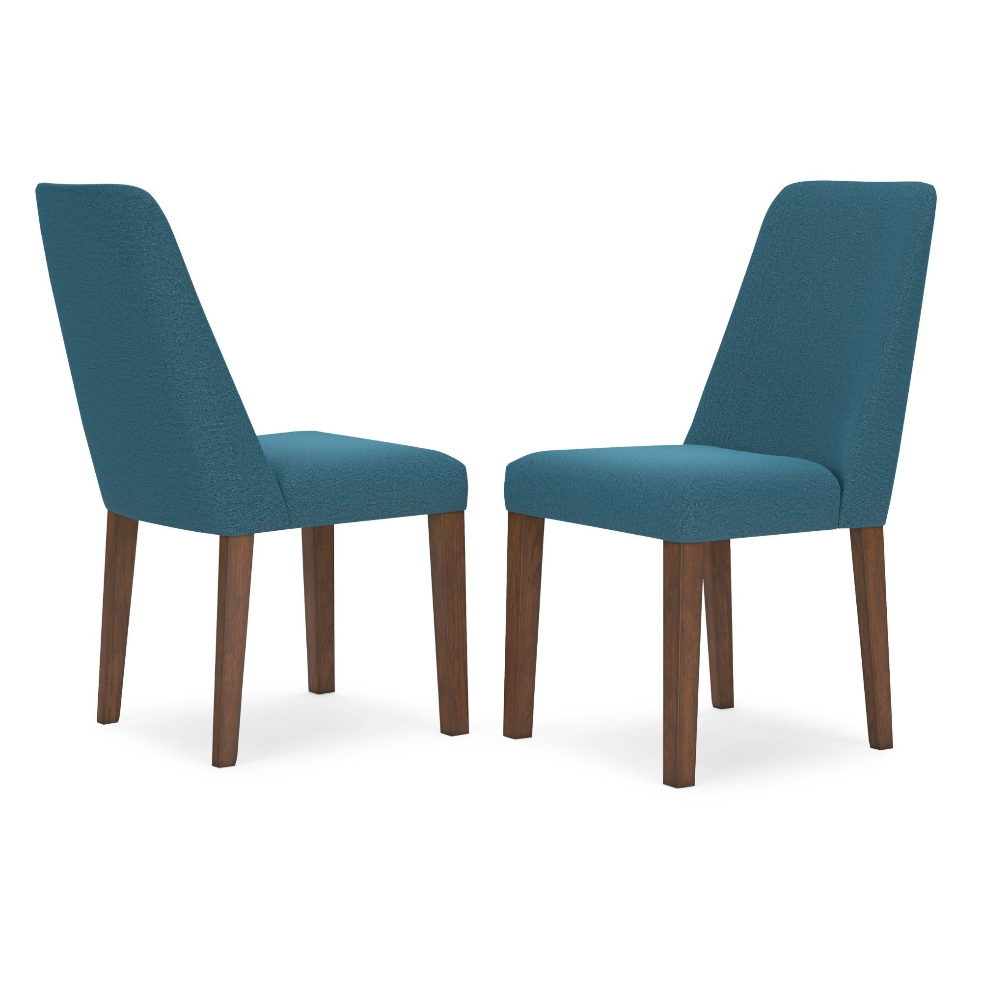 Set of two blue Lyncott dining UPH side chairs by Signature Ashley with modern design and upholstered seats.