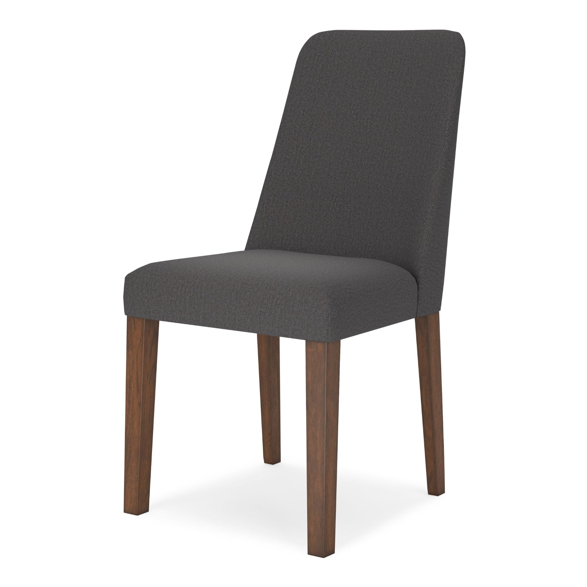 Two charcoal Lyncott dining UPH side chairs by Signature Ashley, featuring upholstered seats and sleek wooden legs.