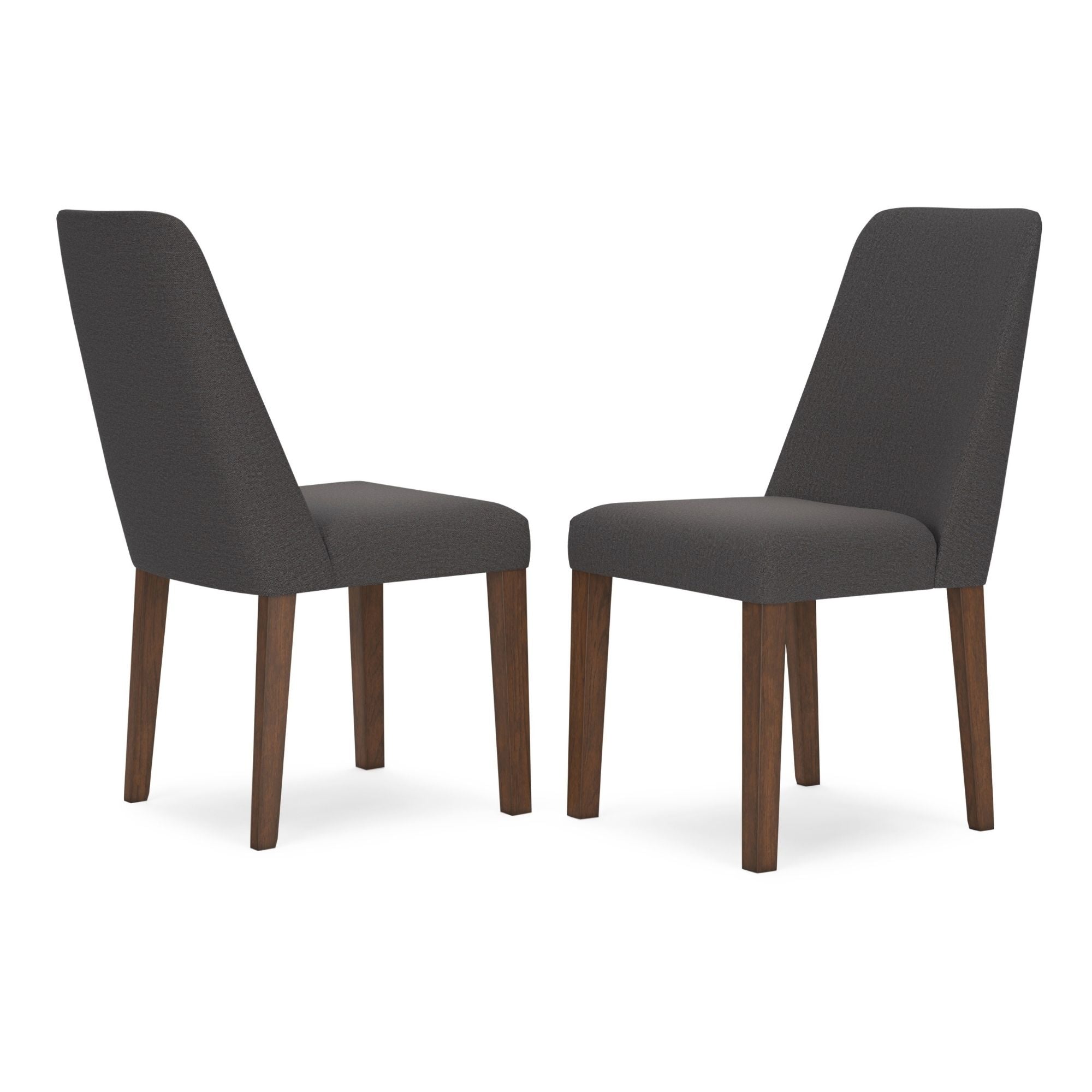 Set of two charcoal Lyncott dining UPH side chairs by Signature Ashley, featuring upholstered seats and modern design.