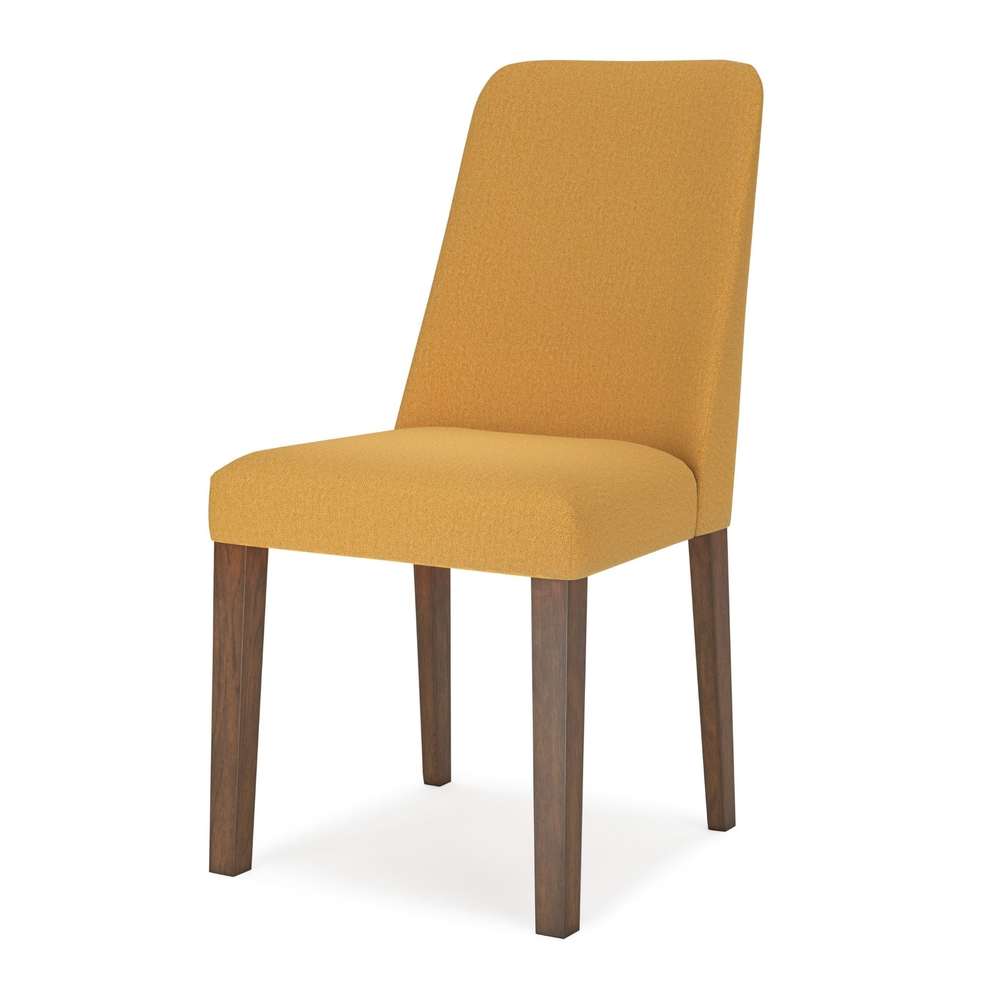 Signature Ashley Lyncott collection mustard dining room set with upholstered side chairs and wooden table, modern and stylish.