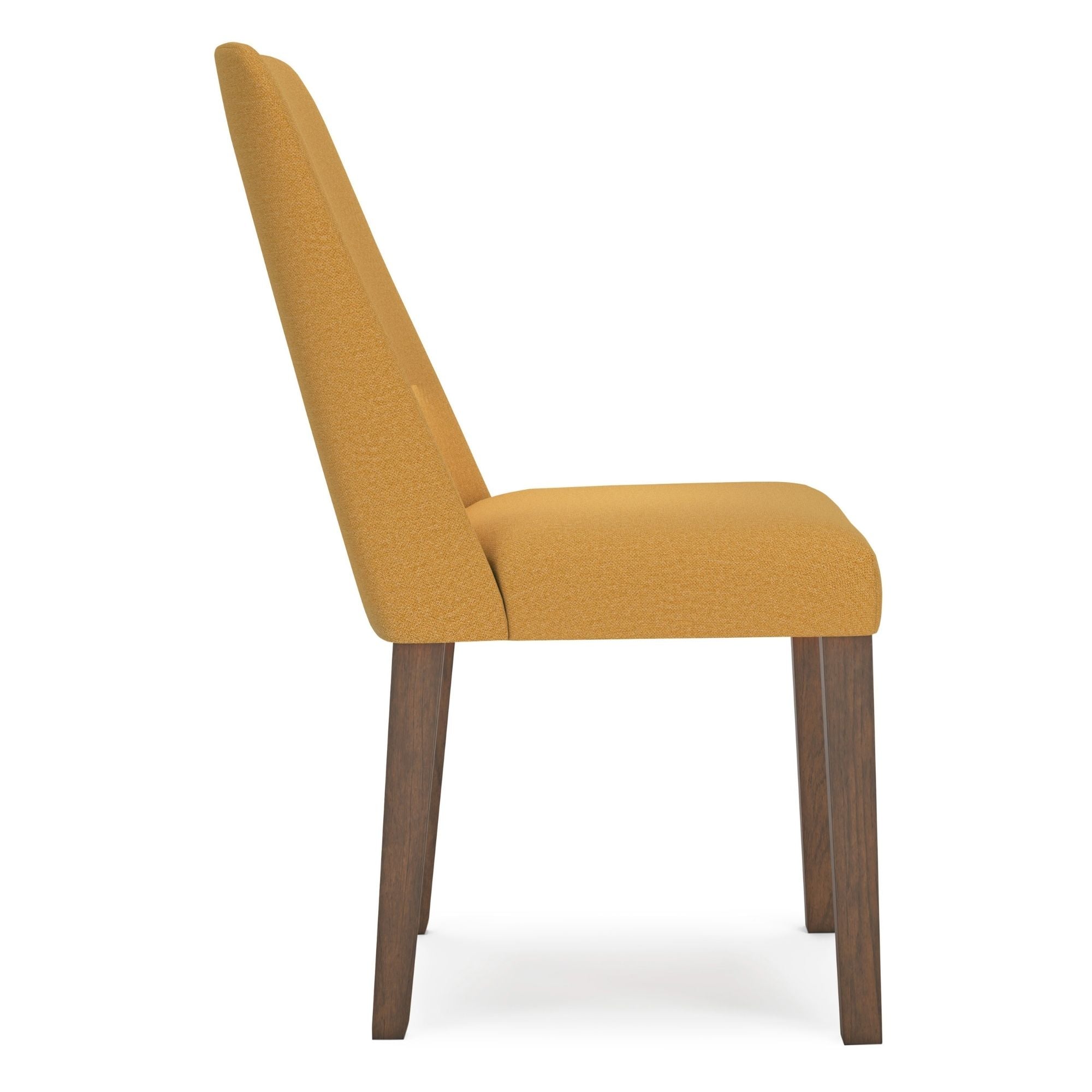 Ashley Lyncott dining room set with mustard upholstered side chairs, featuring a contemporary design and sturdy wooden construction.