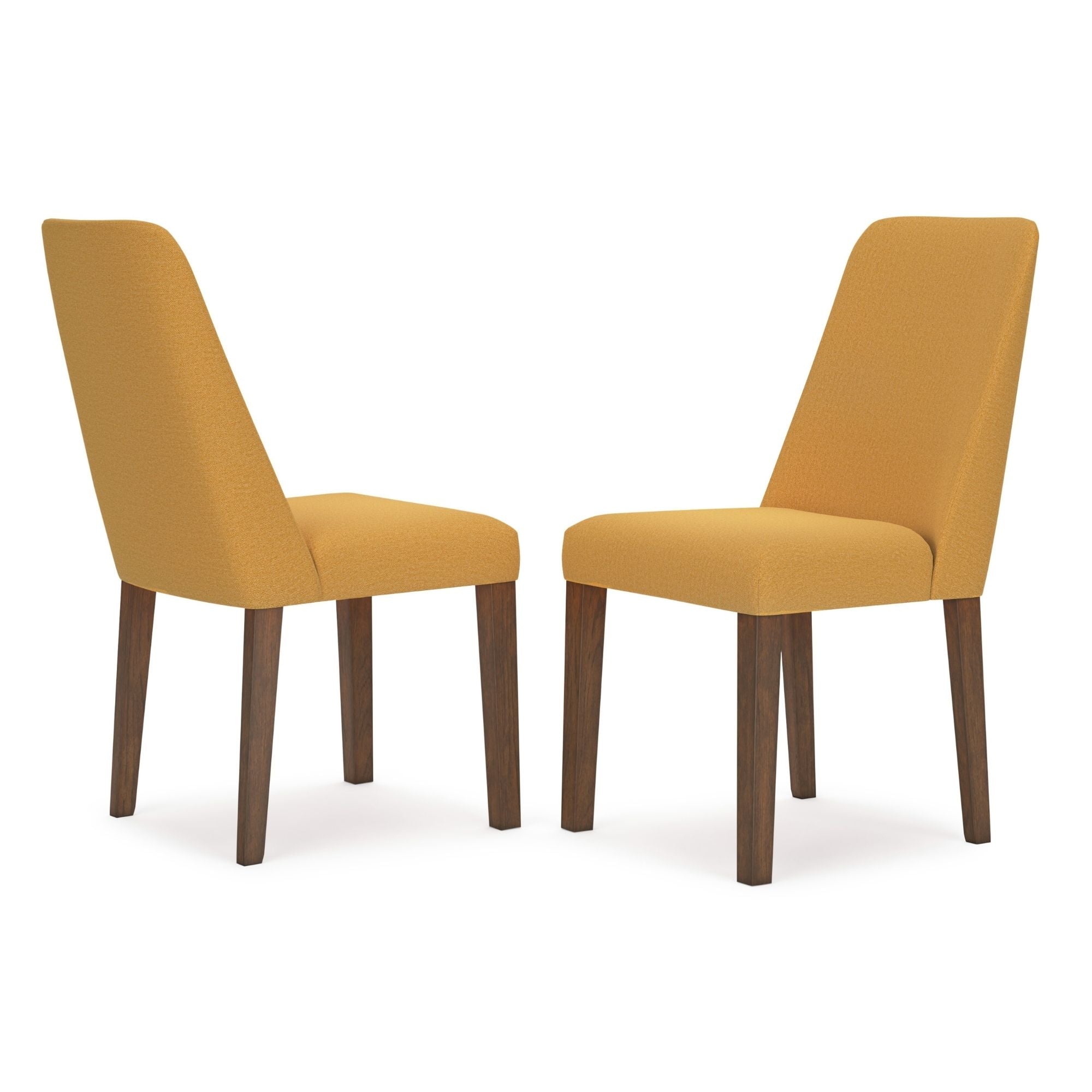 Signature Ashley Lyncott dining room set with mustard upholstered side chairs and matching table, modern and stylish for the dining area