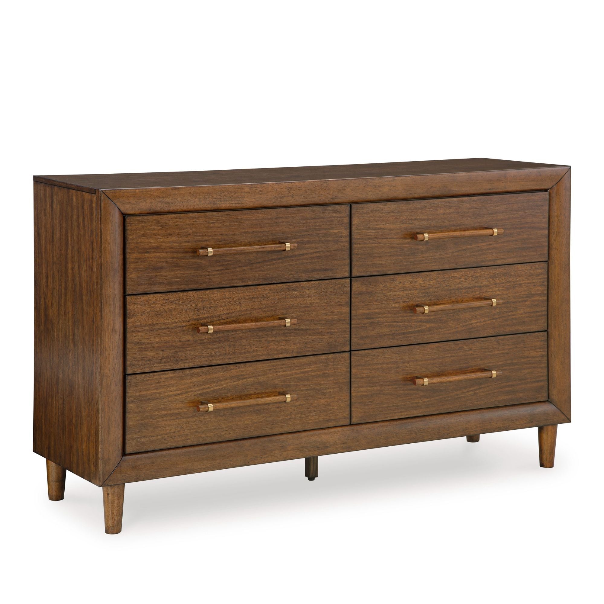 Signature Ashley Lyncott dresser with sleek wood finish and modern design, featuring multiple drawers for storage.