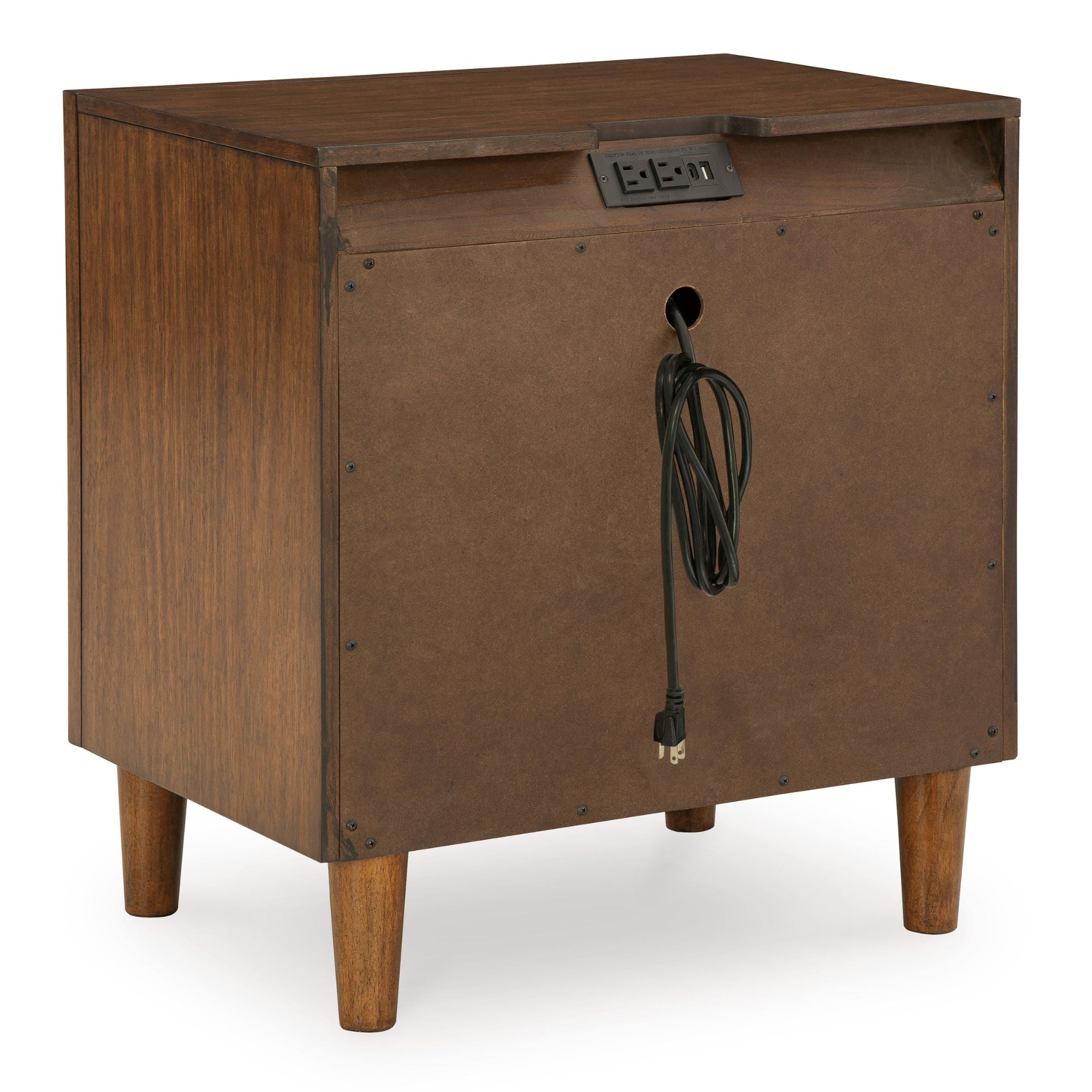 Signature Ashley Lyncott two-drawer night stand with wooden finish and modern design, featuring two spacious drawers for bedroom storage.