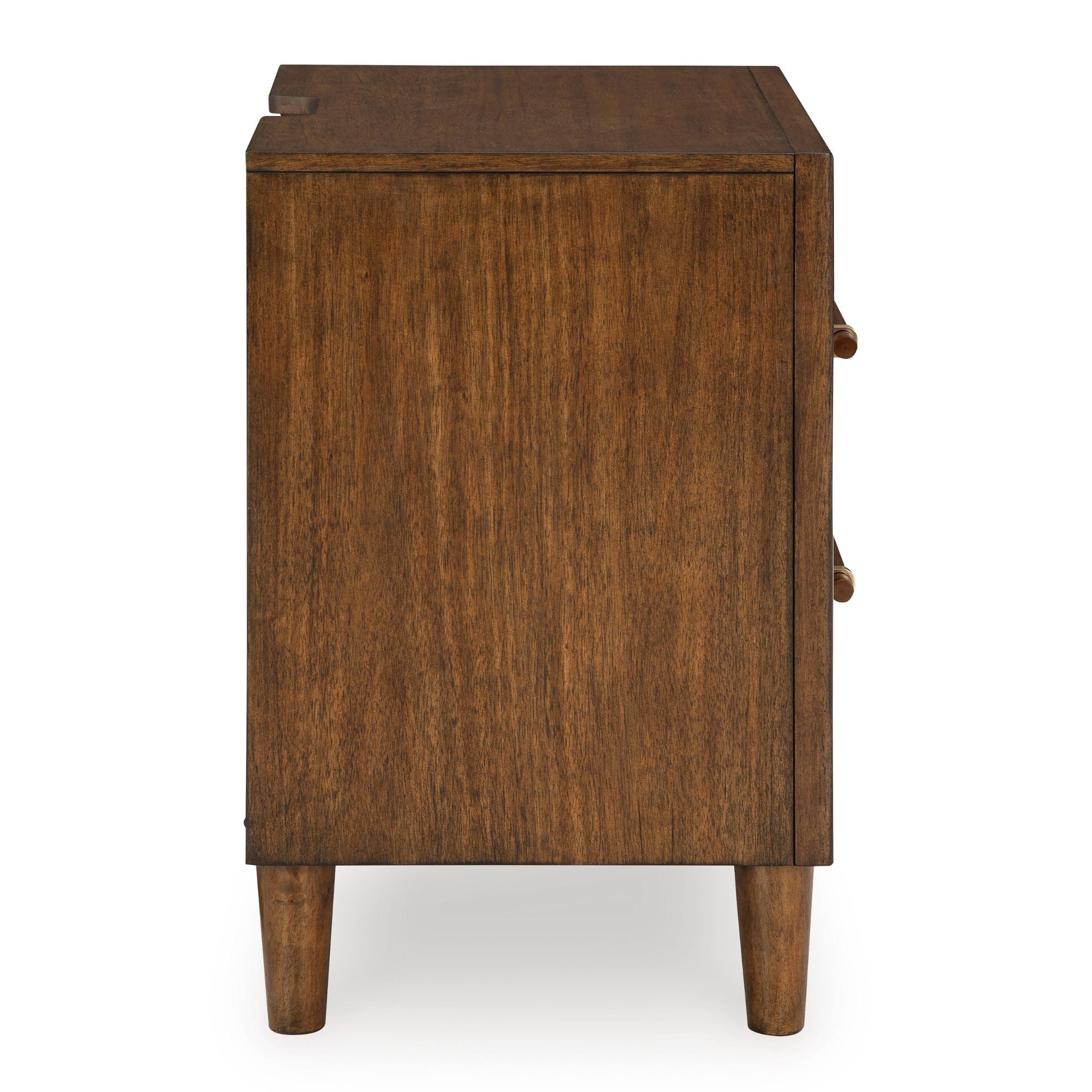 Lyncott two-drawer nightstand by Signature Ashley with wood finish and modern design, featuring sleek handles and ample storage space.