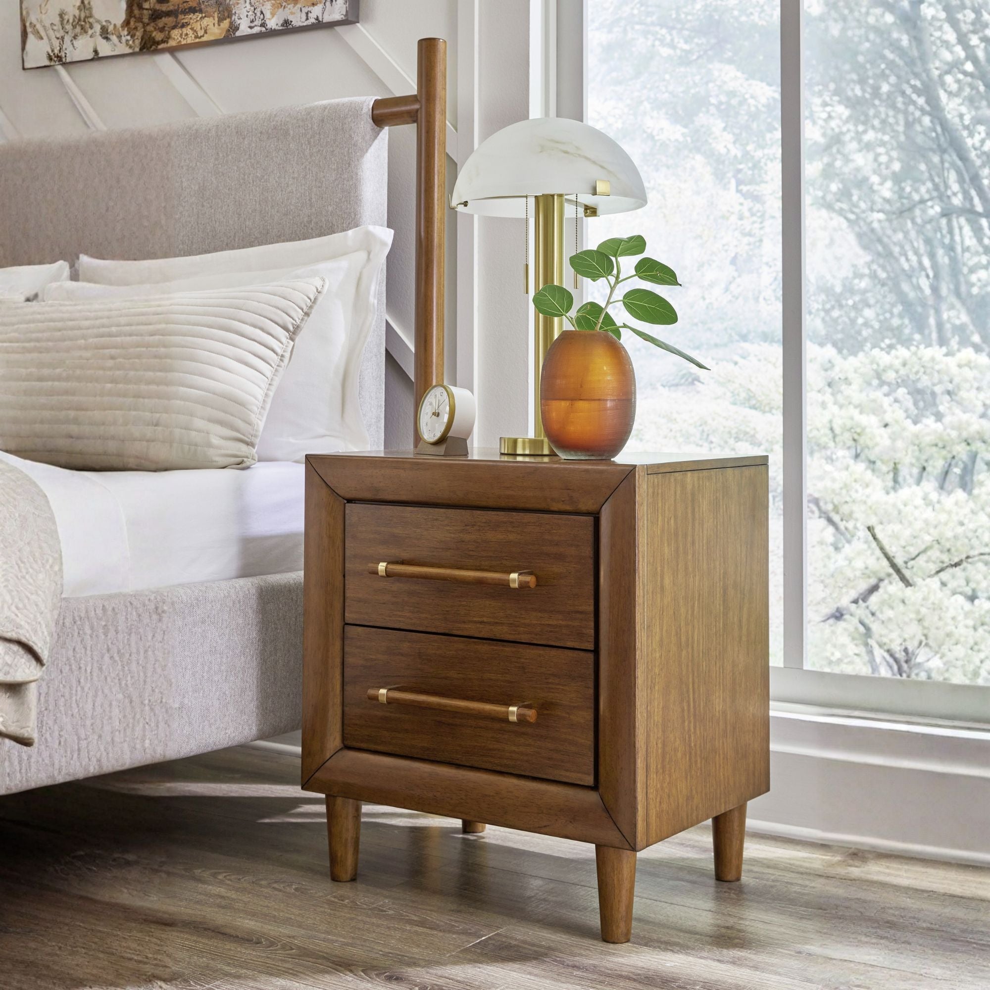 Lyncott two drawer nightstand by Signature Ashley featuring a wooden finish and modern design with two spacious drawers.