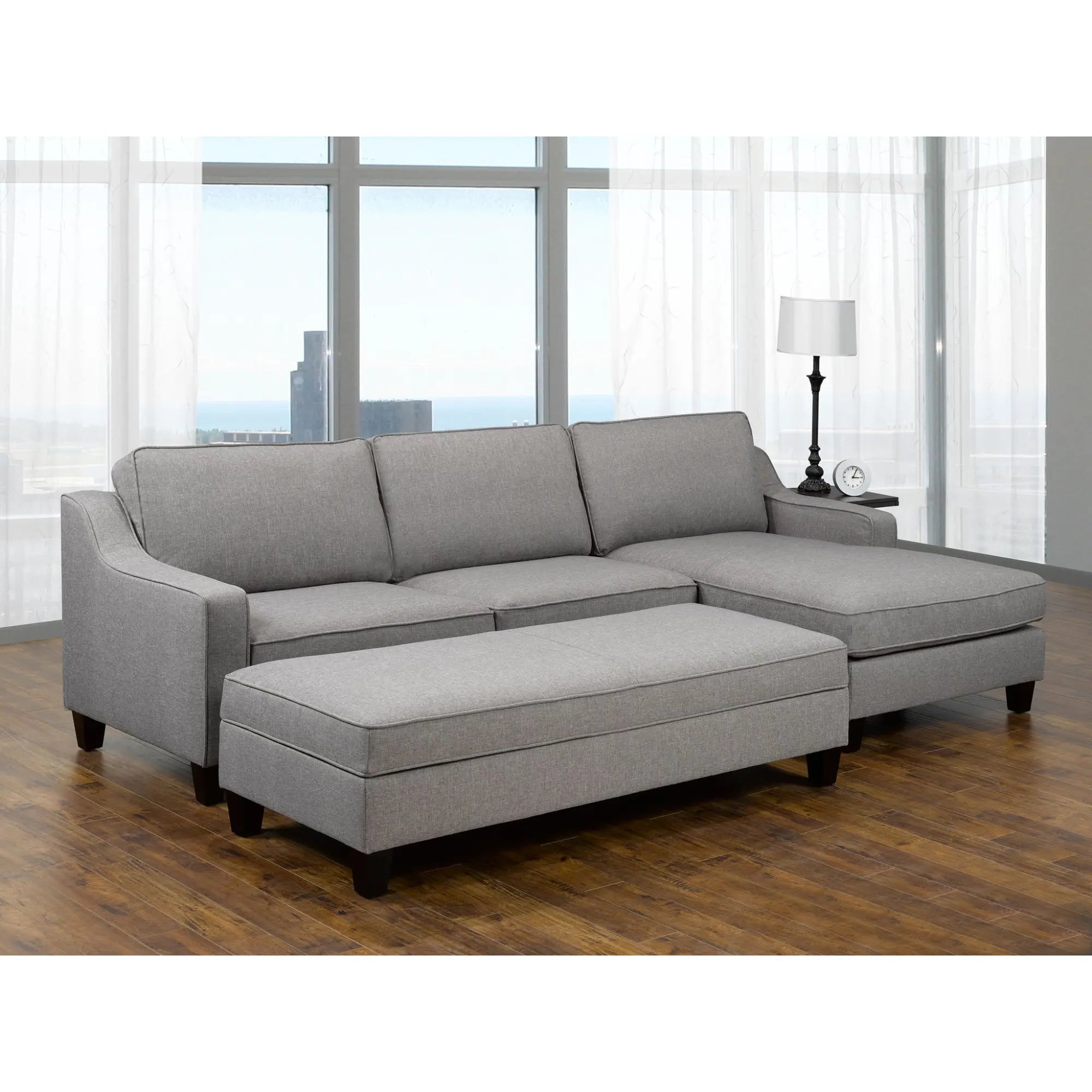 RHF Sectional & Ottoman in Grey 17600.