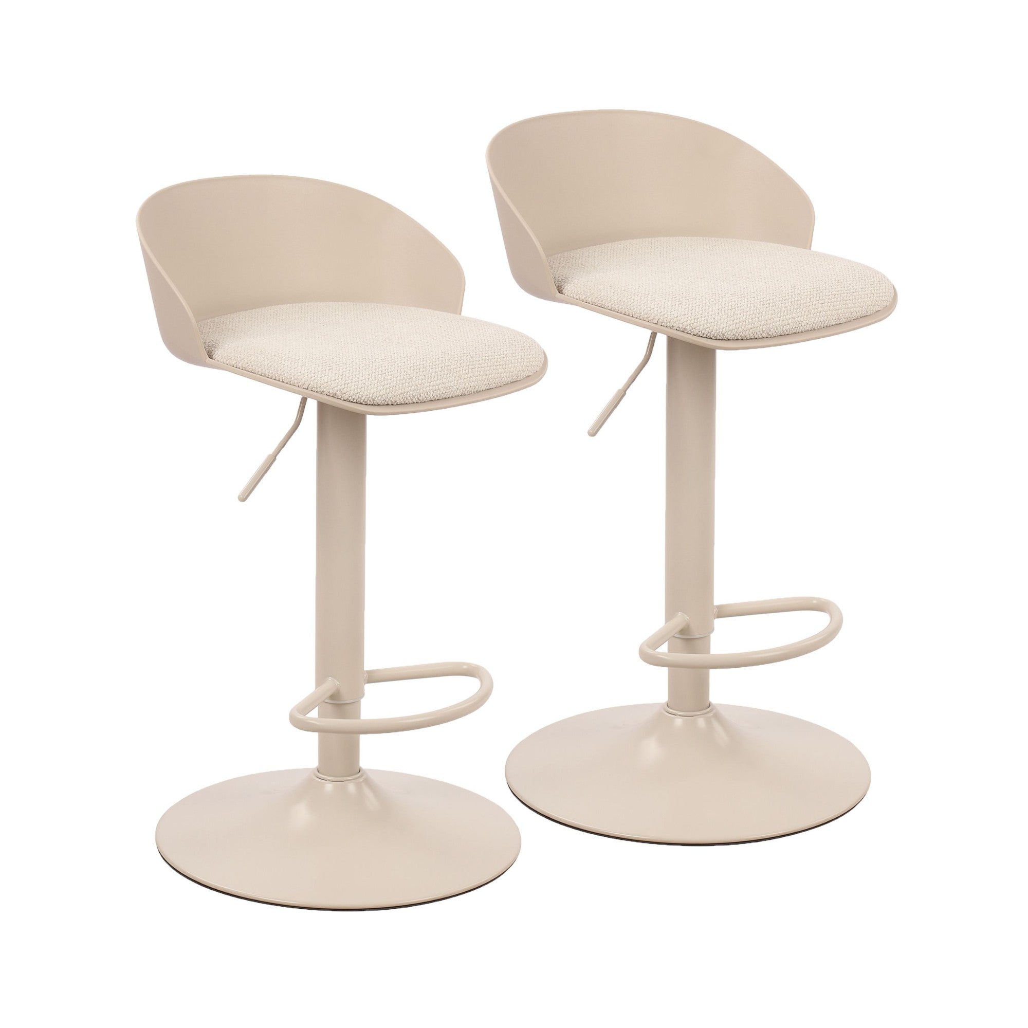 Mabel Adjustable Bar Stool – Beige (Set of 2)