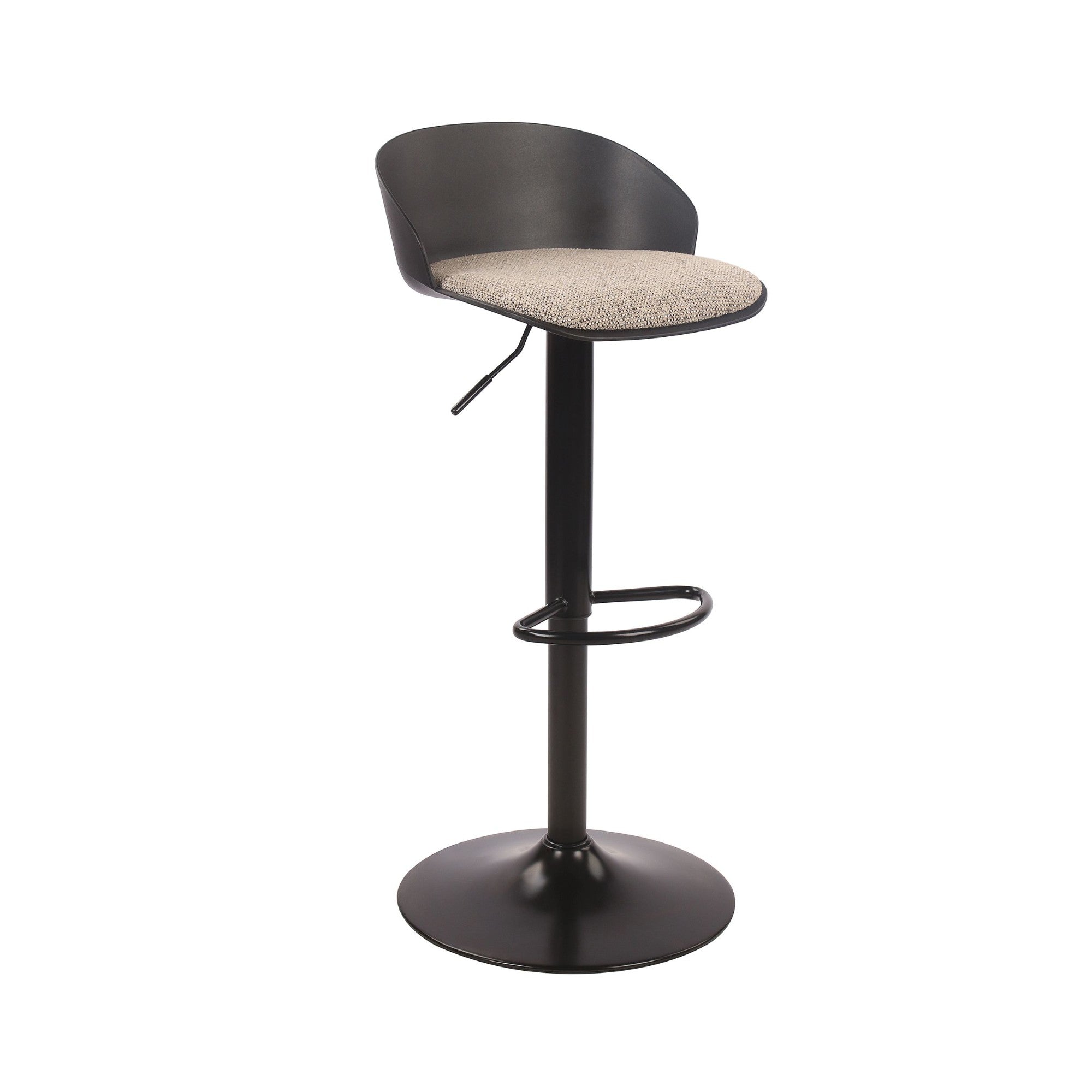 Mabel Adjustable Bar Stool – Black/Beige (Set of 2)