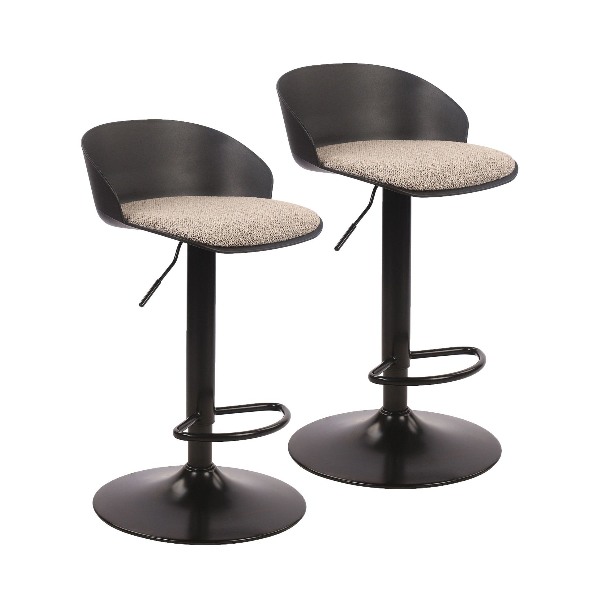 Mabel Adjustable Bar Stool – Black/Beige (Set of 2)