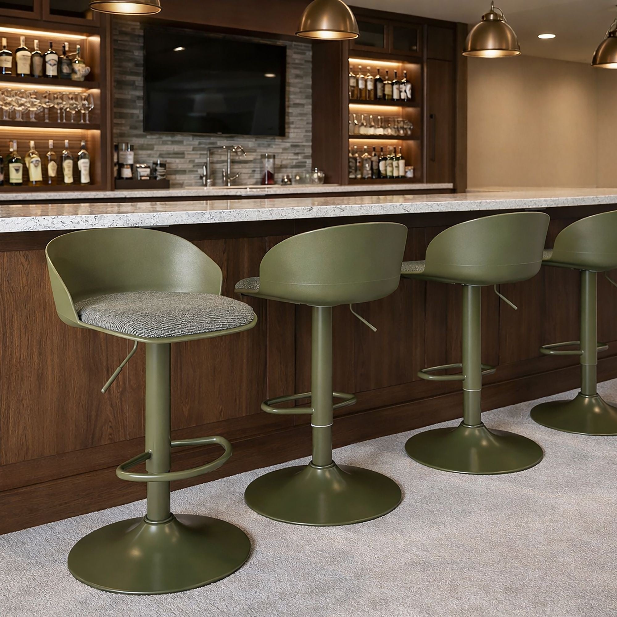 Mabel Adjustable Bar Stool – Green (Set of 2)