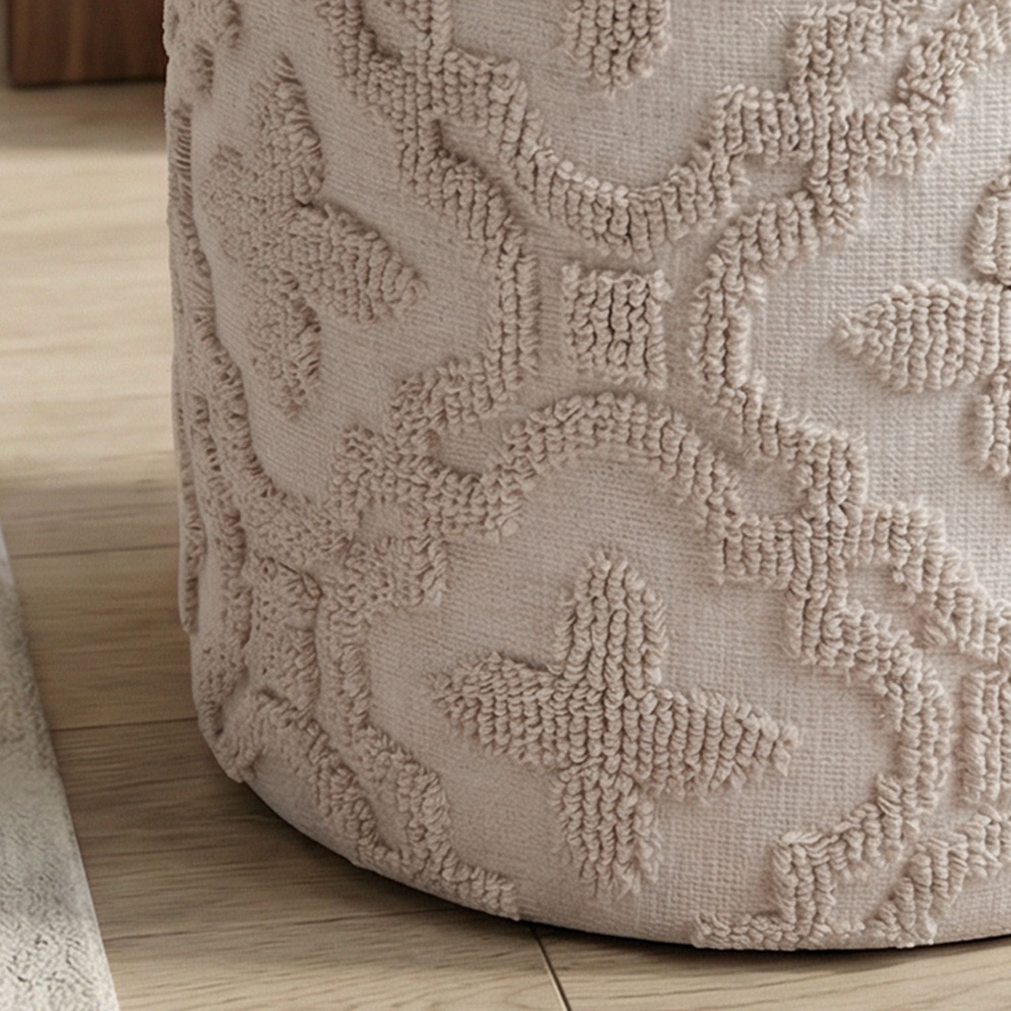 Magnolia Round Storage Ottoman – Ivory