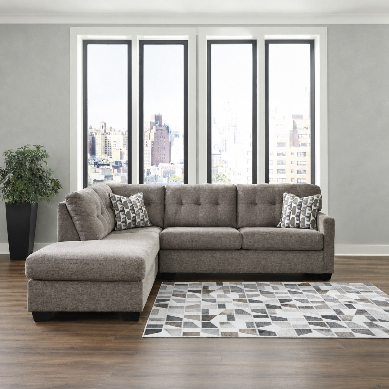 Mahoney 2-Piece Sectional Sleeper with Chaise Chocolate