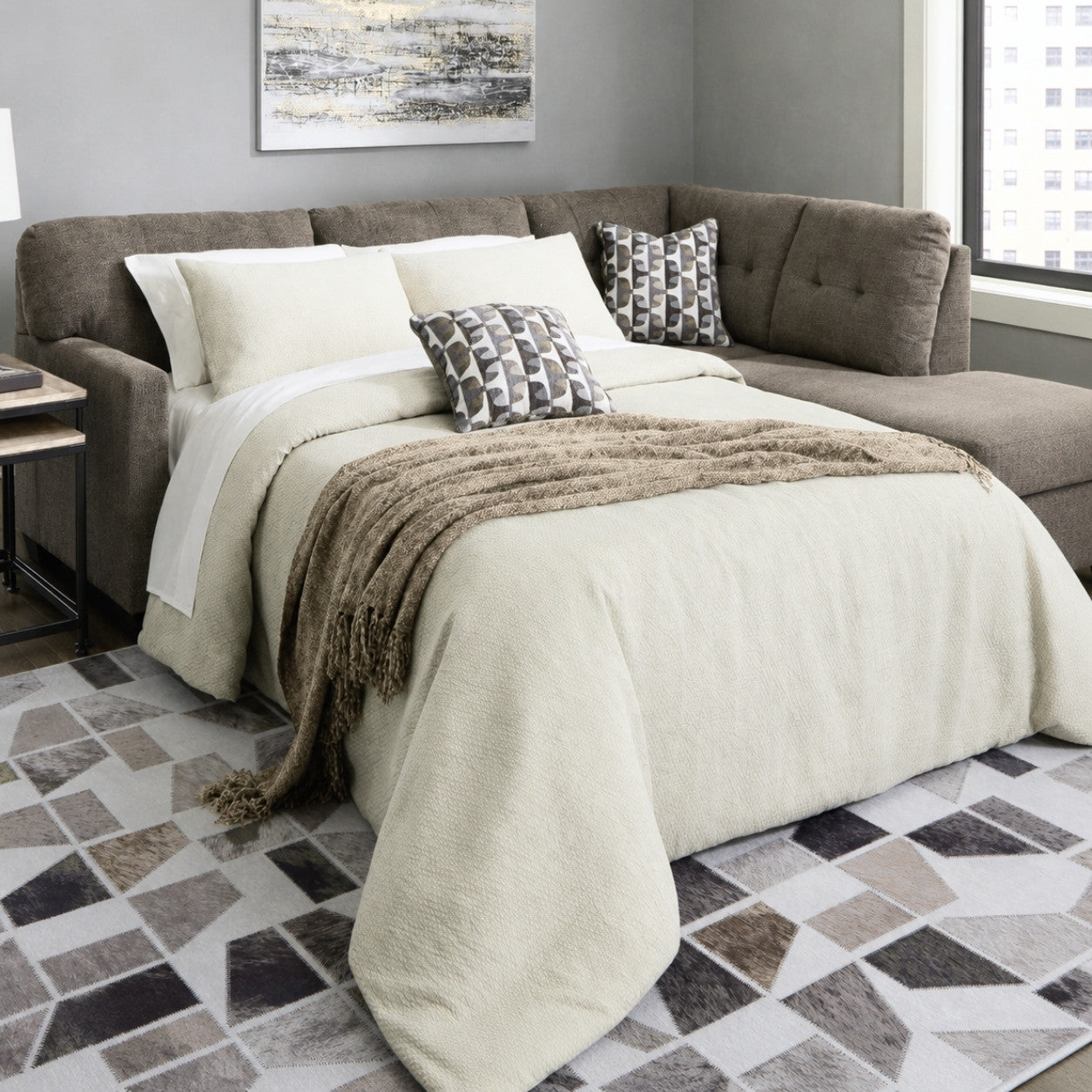 Mahoney 2-Piece Sectional Sleeper with Chaise Chocolate