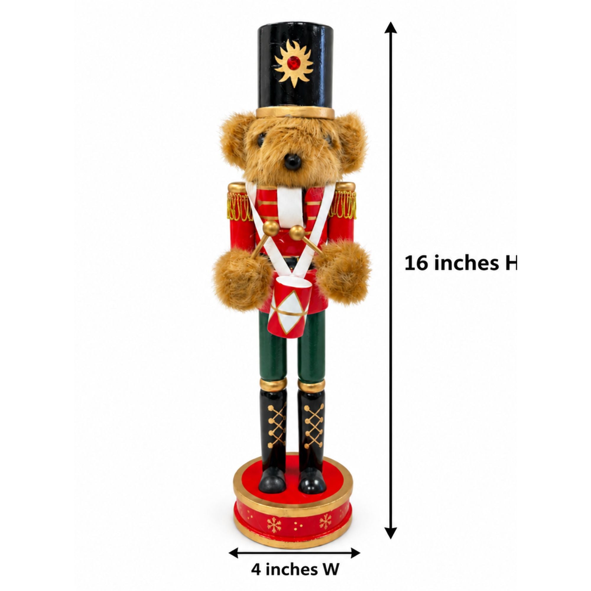 Maple the Bear Drummer –  Wooden Holiday Nutcracker Set