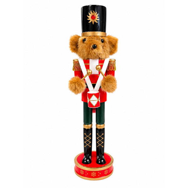 Maple the Bear Drummer – 16" Wooden Holiday Nutcracker