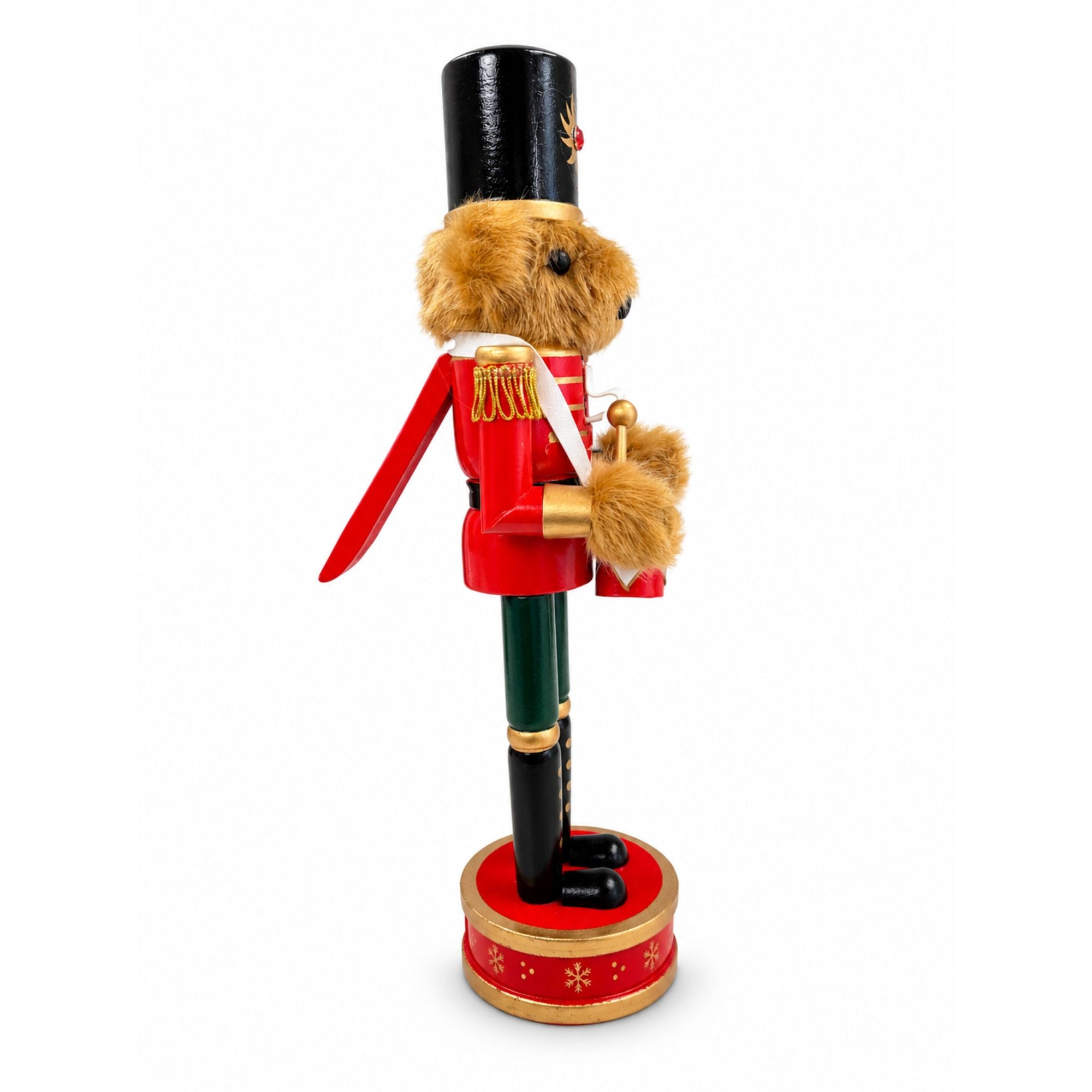 Maple the Bear Drummer – 12" Wooden Holiday Nutcracker