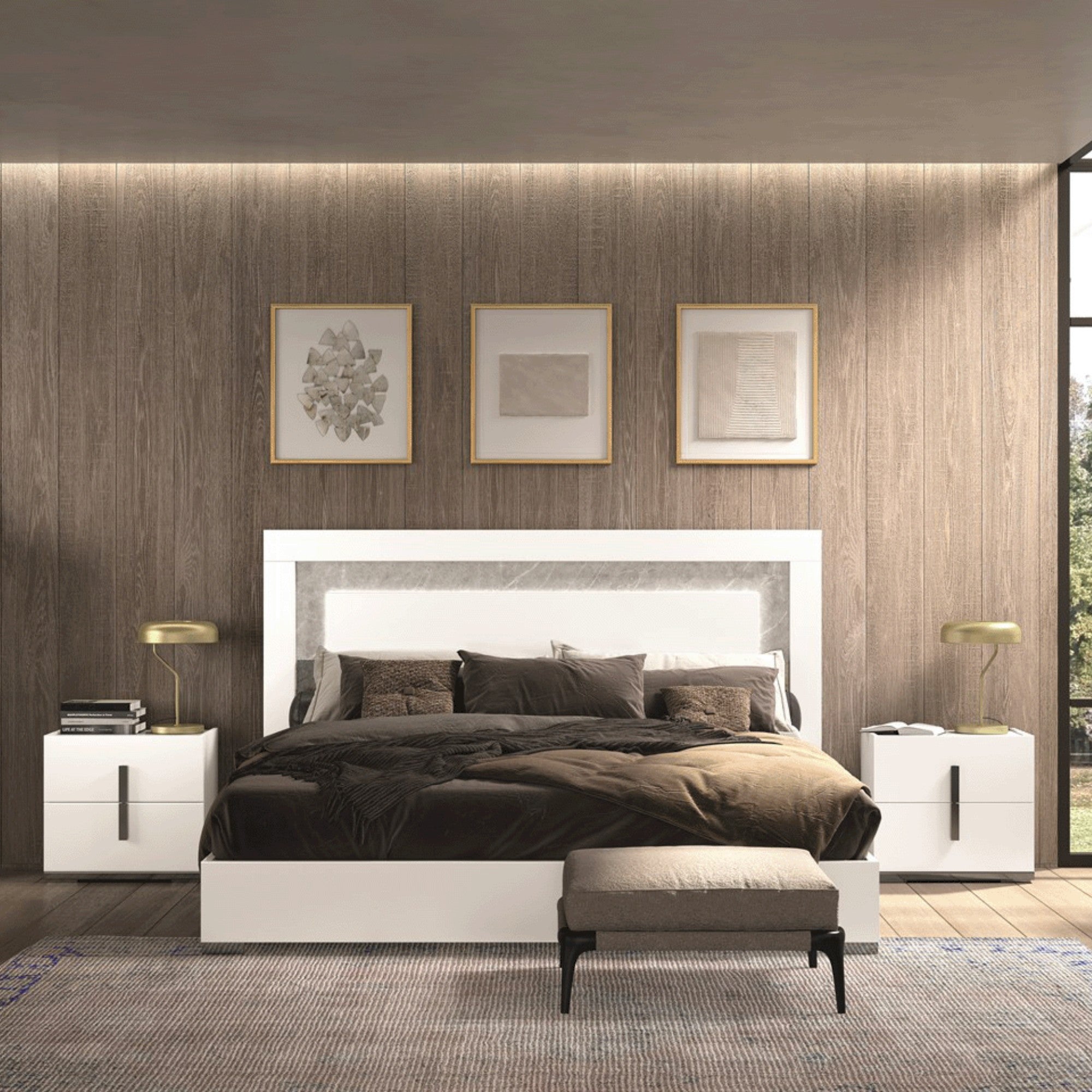 Made in Italy Mara Italian Modern Bed with LED Headboard