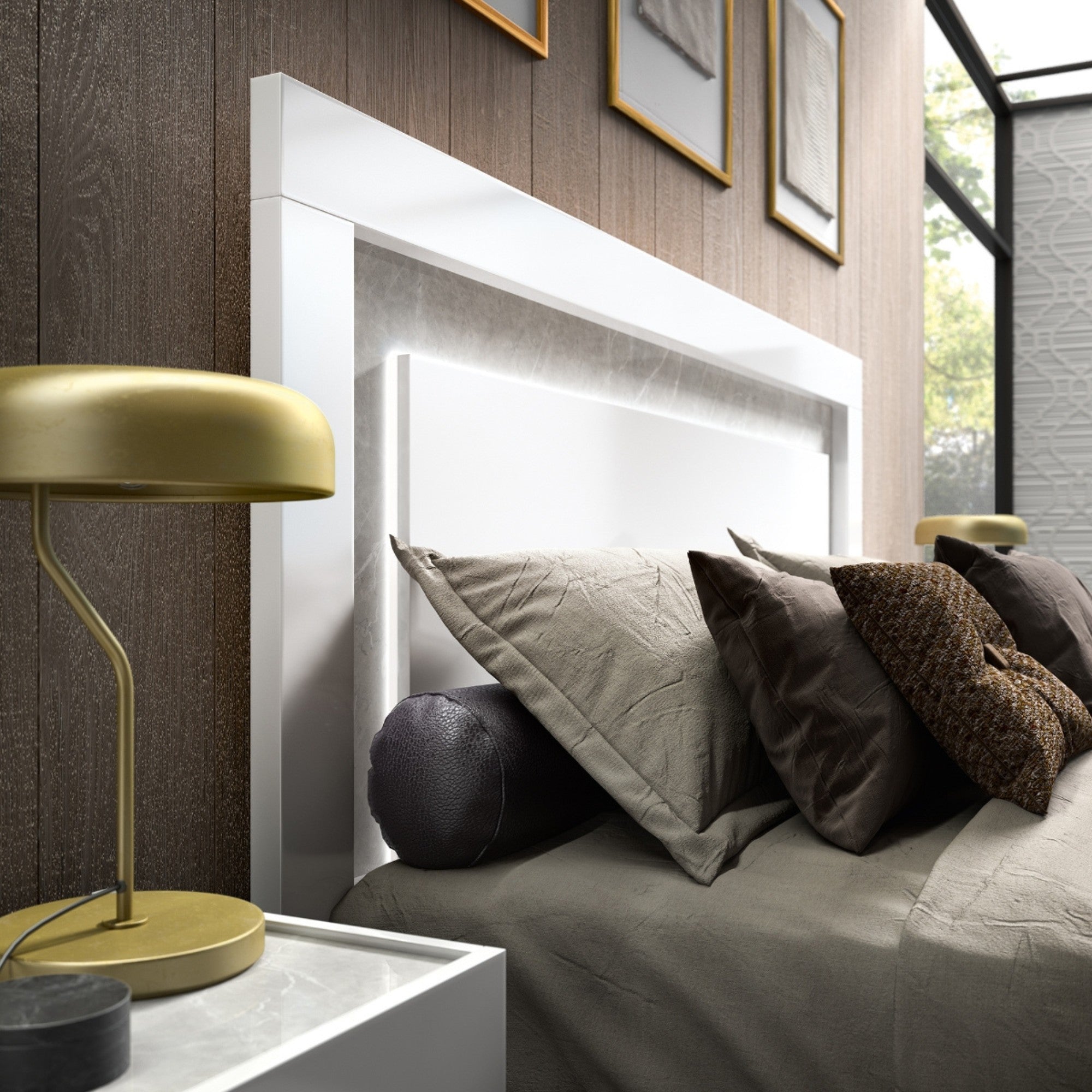 Made in Italy Mara Italian Modern Bed with LED Headboard